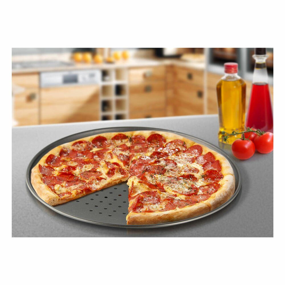 Zenker Pizzablech Rund Gelocht Special Countries 32 cm, Stahlblech