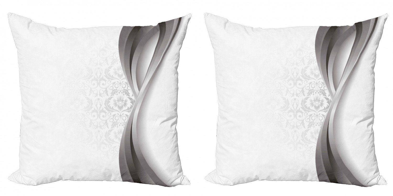 (2 und Grau Stück), Digitaldruck, Kissenbezüge Wellenförmige Abakuhaus Modern Accent Doppelseitiger Blumen Streifen