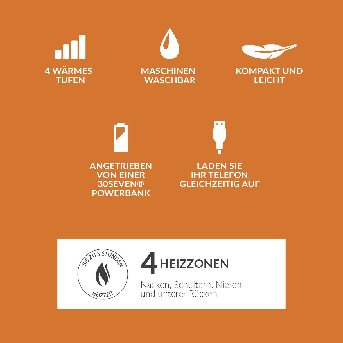 30seven Steppjacke beheizte Steppjacke mit verstellbarer Kapuze - Khaki 7,4V Set inkl. Powerbank & Ladegerät