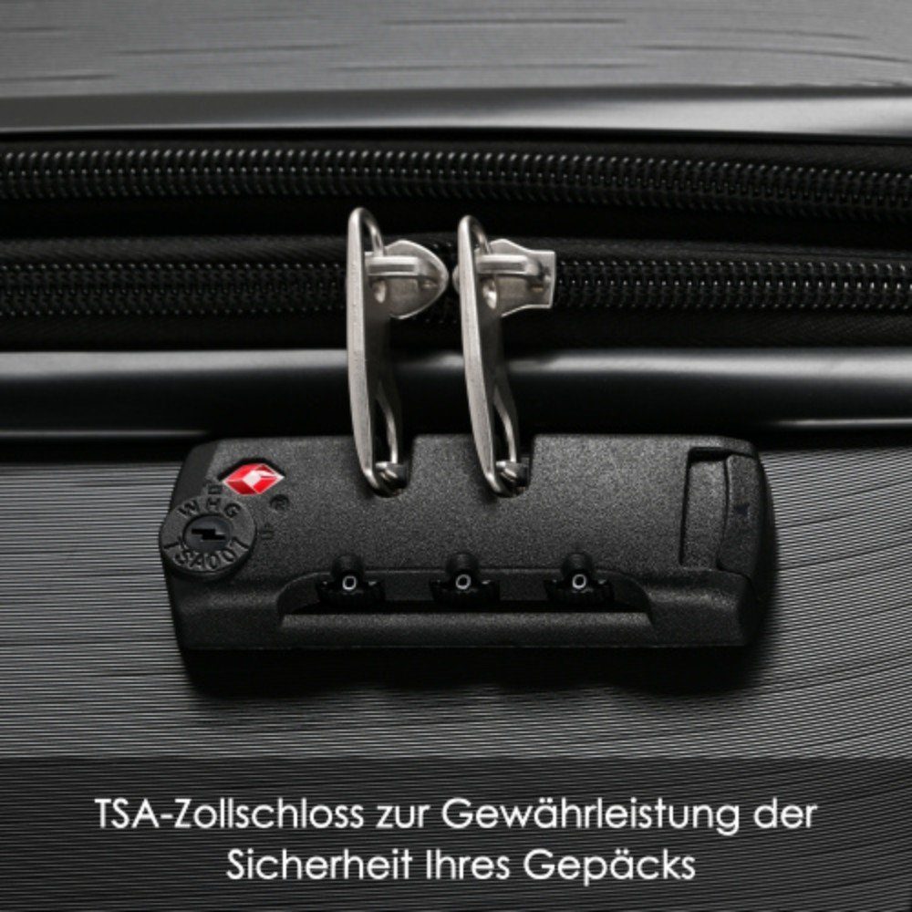 autolock Hartschalen-Trolley Handgepäck Hartschalen-Koffer, Rollen 4 Reisekoffer, Schwarz Rollkoffer