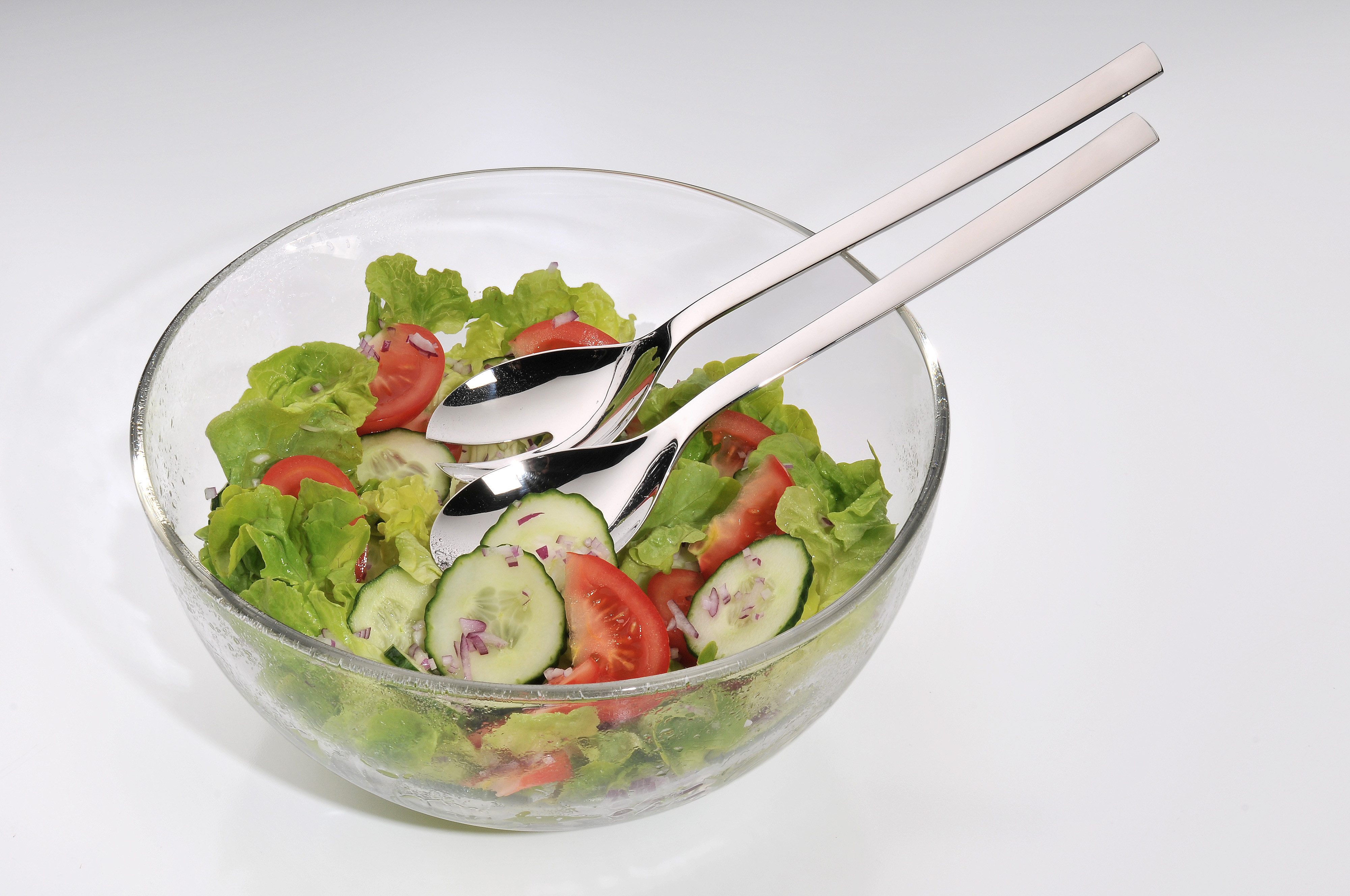 WMF Salatschüssel Taverno, Glas, (Set, 3-tlg), inkl. Salatbesteck, stilvolles Design, spülmaschinengeeignet