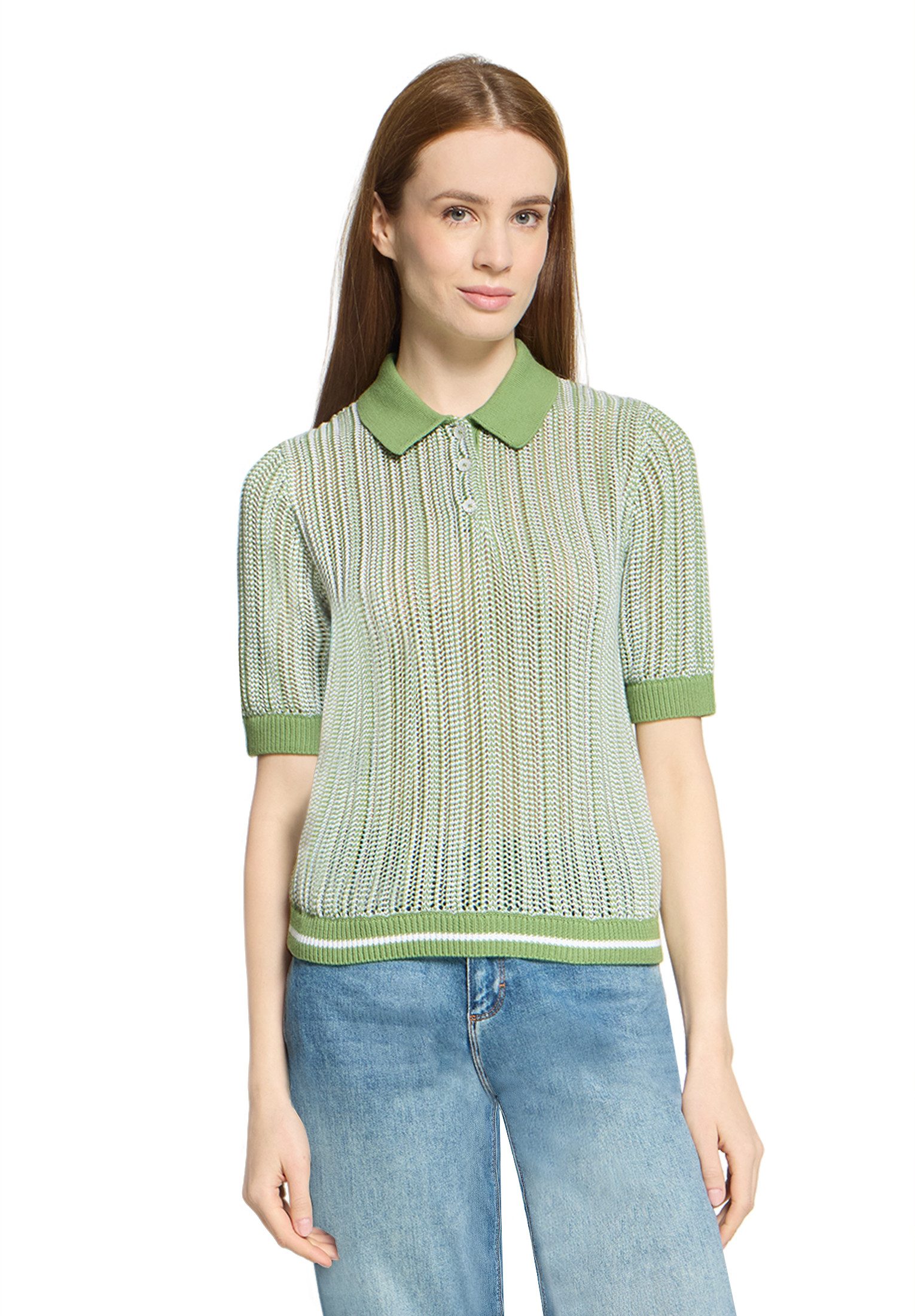 Cartoon Kurzarmshirt Damen mit Kragen (1-tlg)