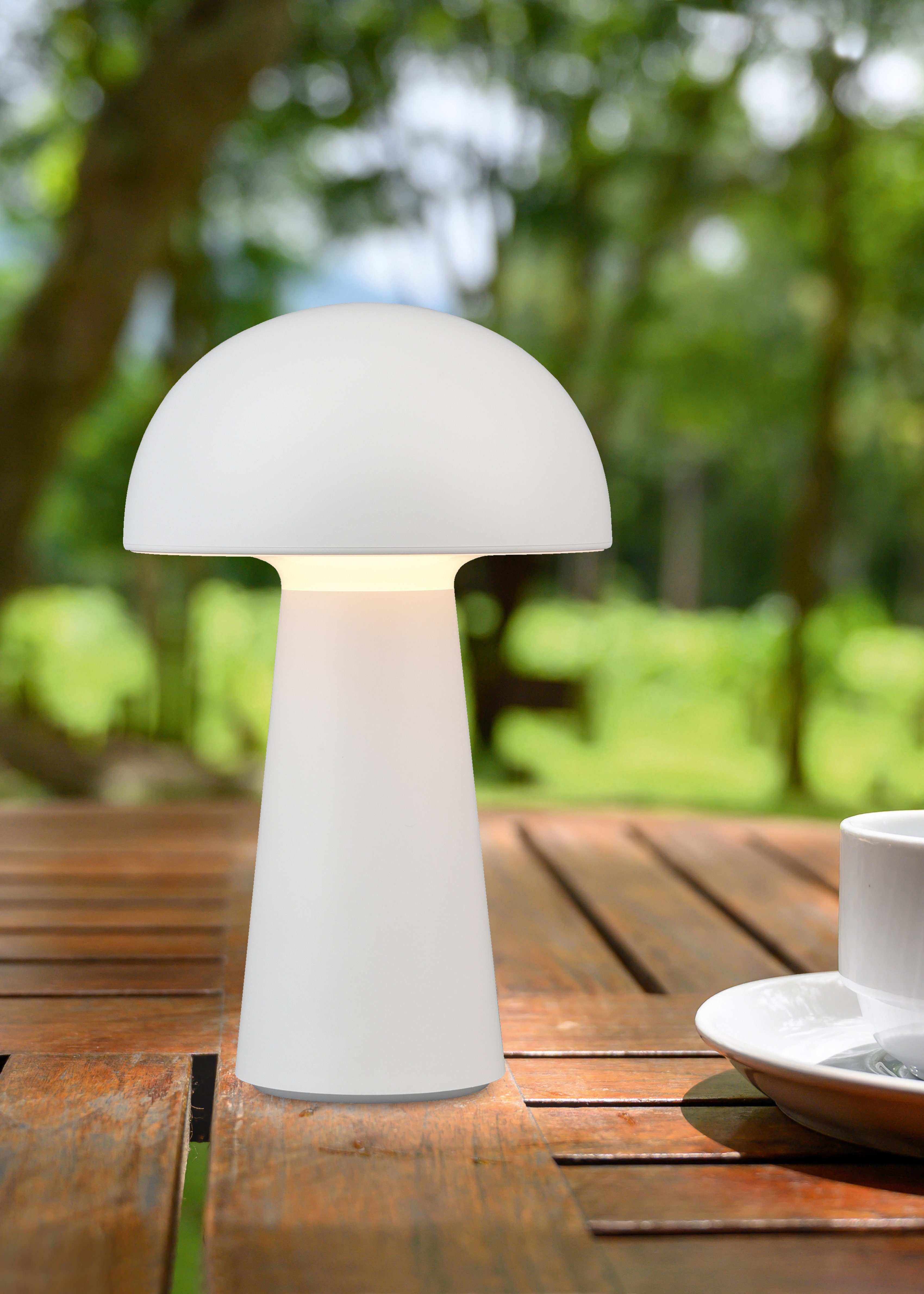 Reality Leuchten LED Außen-Tischleuchte Lennon, Dimmfunktion, LED fest integriert, Warmweiß, LED Outdoor Tischlampe,4-fach Touchdimmer, Ladefunktion per USB-C,IP44