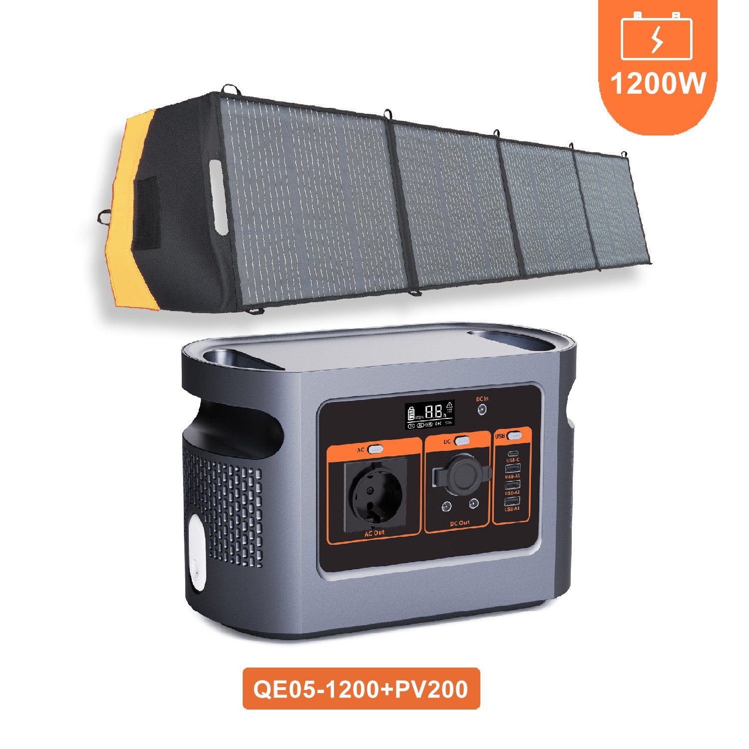 Fine Life Pro Stromerzeuger in recycelt Solar Station (Set, Power PV200, Generator), Notfall-Solar QE05-1200W/1008Wh kW, 2-tlg., Kann werden,Solar Generator 2500 1,20 Mit Mal panel