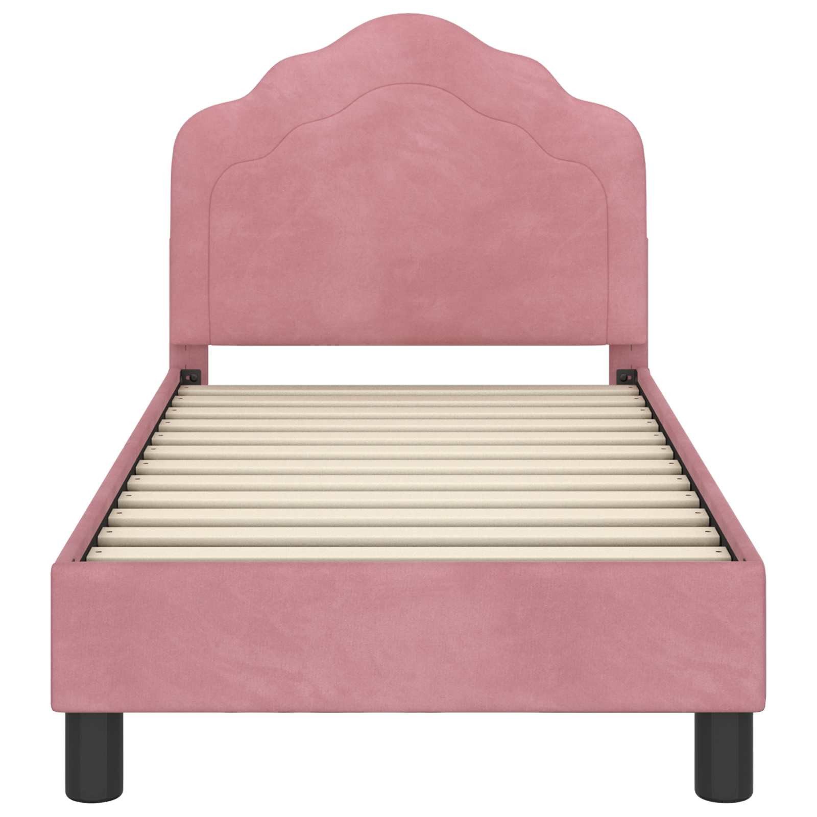 vidaXL Bett Kinderbettgestell mit Kopfteil Rosa 70 x 140 cm Samt (1-tlg) – Bild 5 von 5