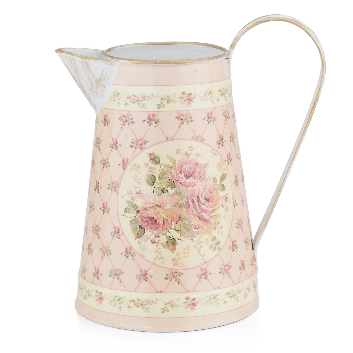 Gießkanne Gießkanne Zink mit Blütenmotiv Retro Design
