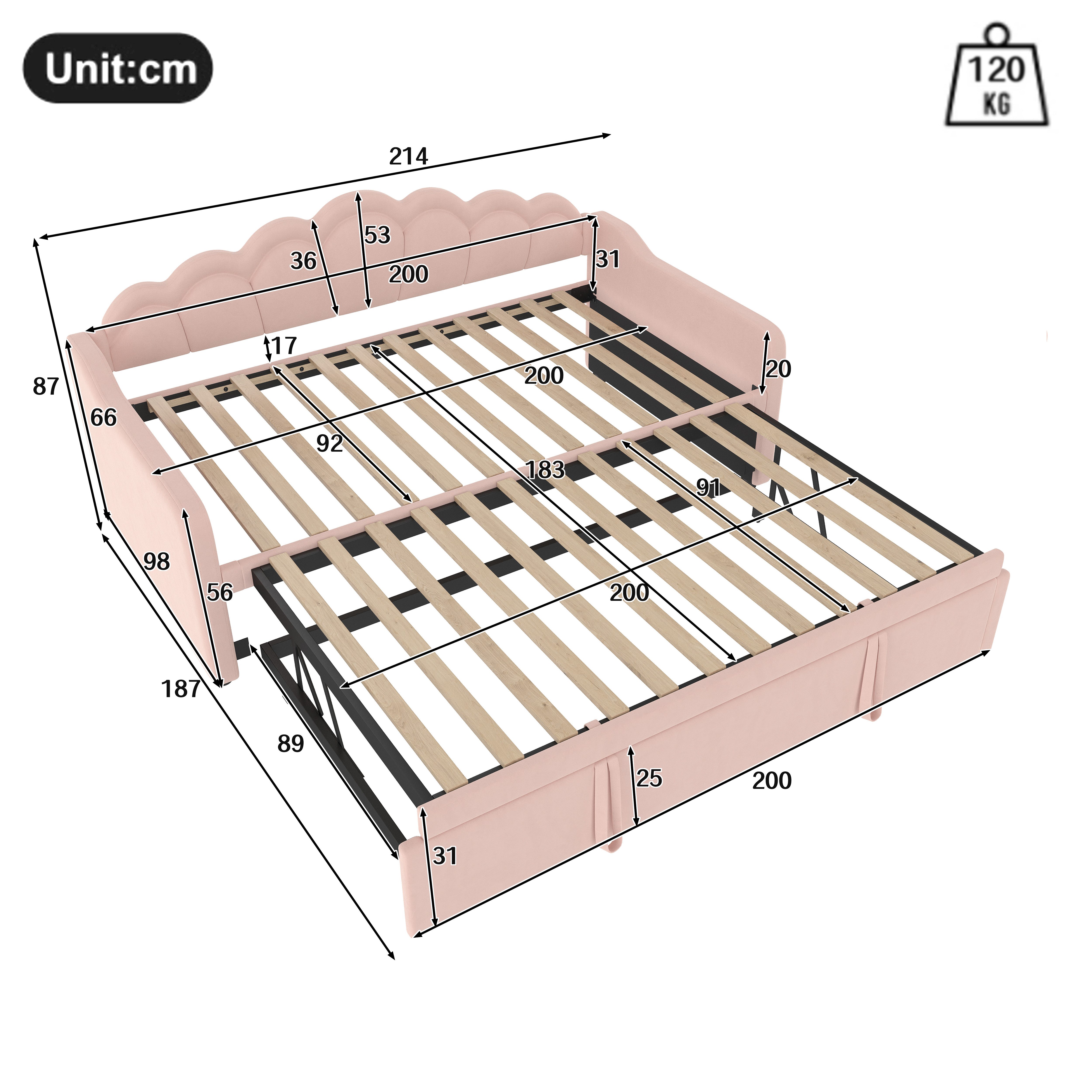 Flieks Daybett, LED Tagesbett Schlafsofa Kinderbett umwandelbar 90x200cm/18 günstig online kaufen