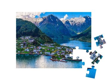 puzzleYOU Puzzle Balestrand, Ort in Sogn og Fjordane, Norwegen, 48 Puzzleteile, puzzleYOU-Kollektionen Norwegen, Skandinavien
