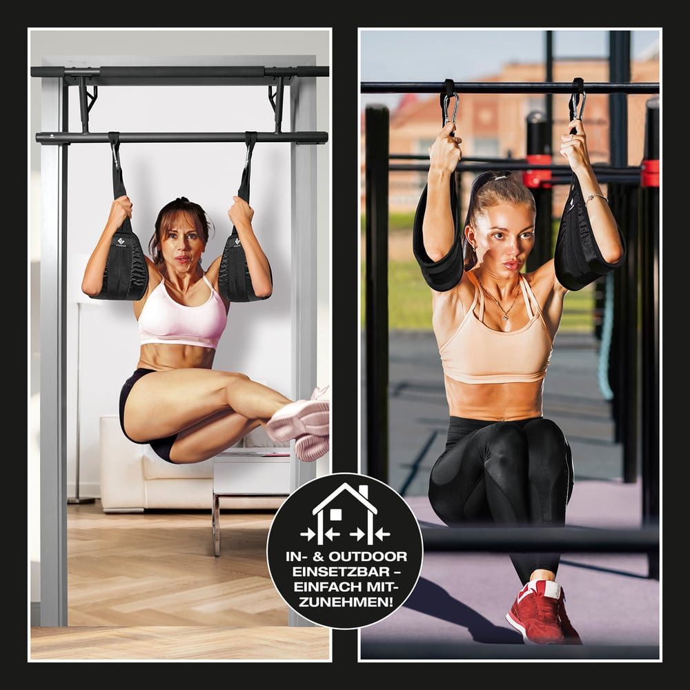 FitEngine Bauchtrainer Bauchtrainingsschlaufen mit Karabinerhaken - Arm & Bauchmuskeln, Fitness Gym Arme Bauch Rumpf trainieren Muskelaufbau Fettverbrennung