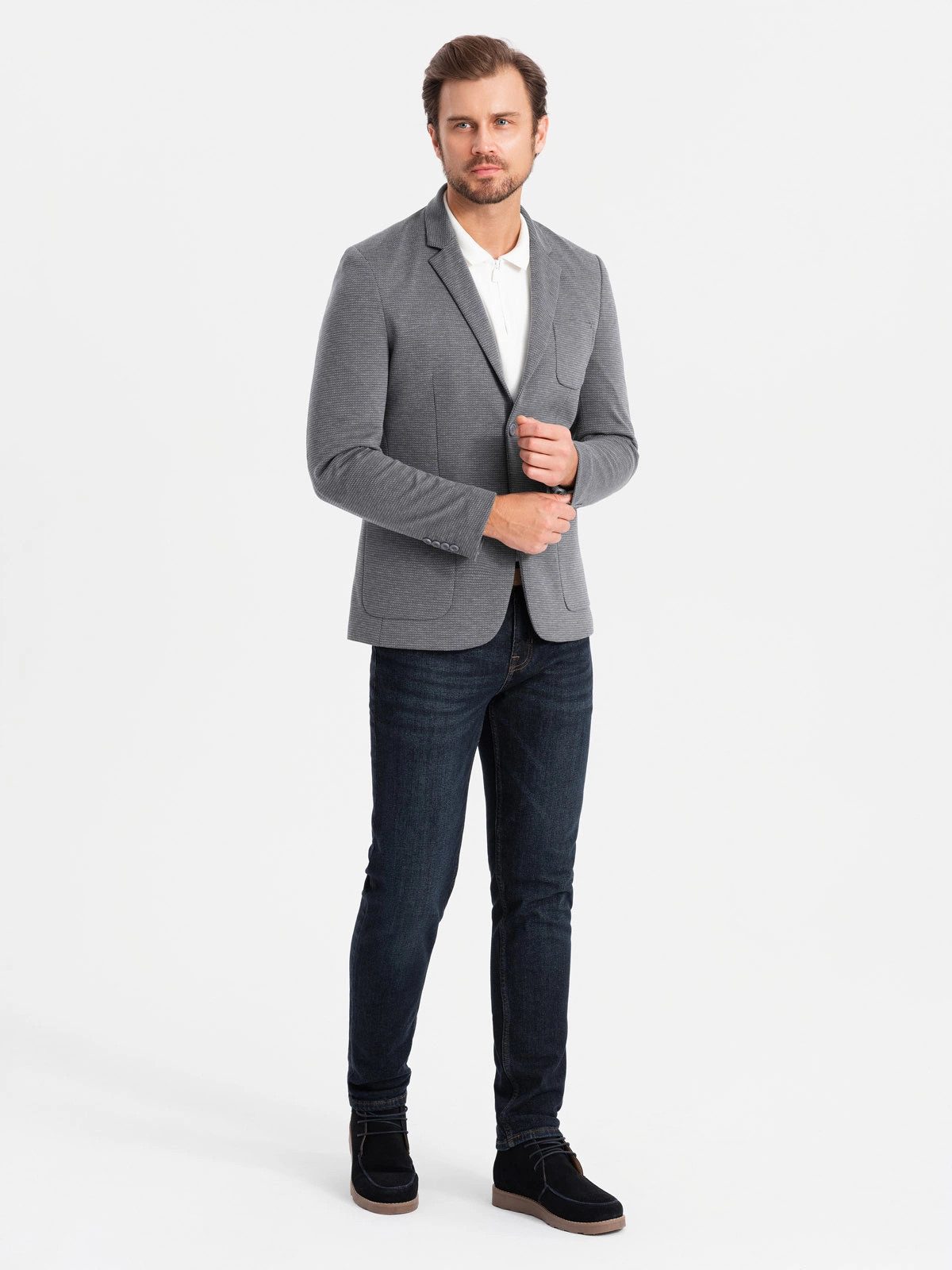 OMBRE Jerseysakko Eleganter strukturierter Herren-Strickblazer in Passform günstig online kaufen