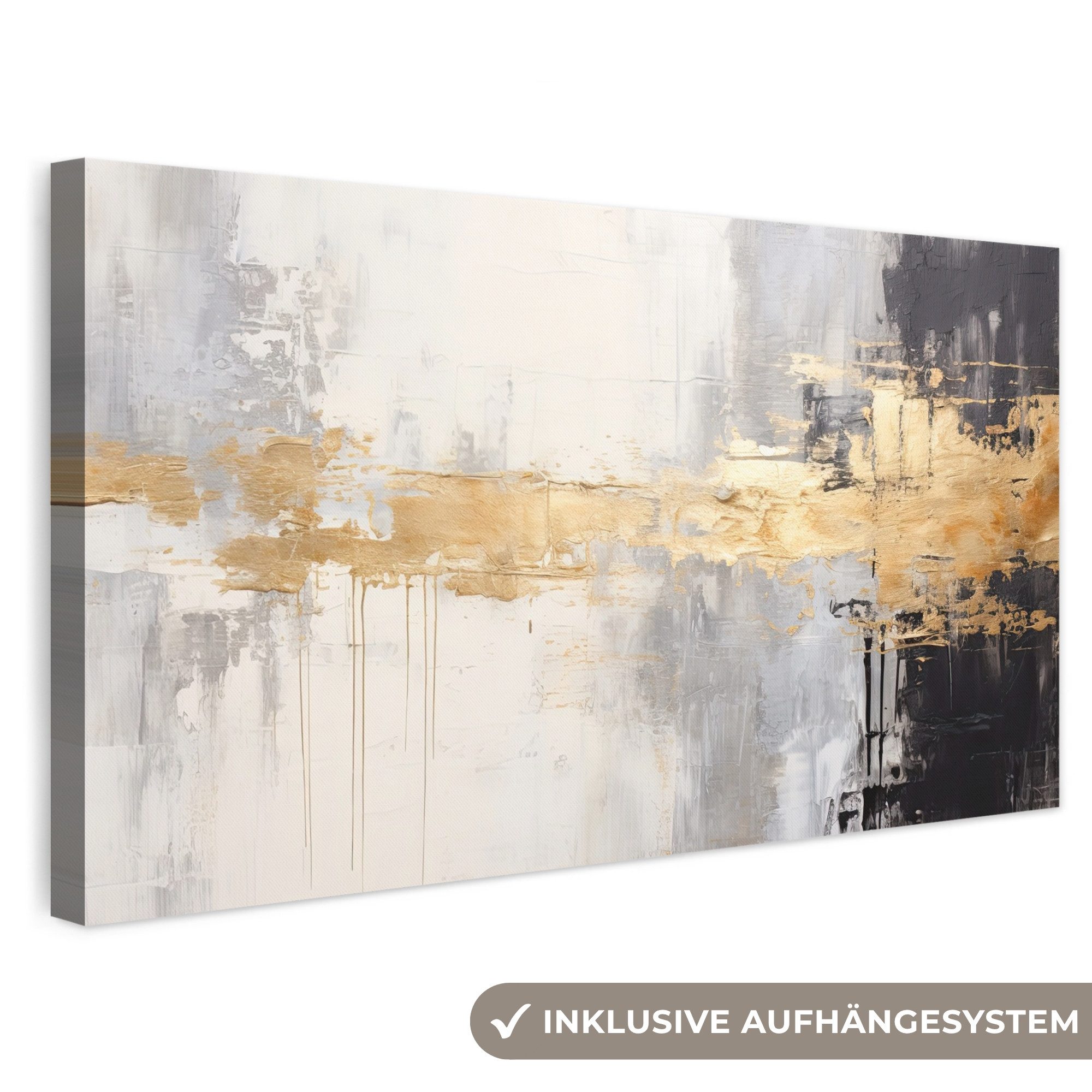 OneMillionCanvasses® Leinwandbild Panorama Gold - Luxus - Acryl - Kunst, Fotodruck (1 St), Wandbild, Deko Schlafzimmer Wohnzimmer Flur 40x20 cm