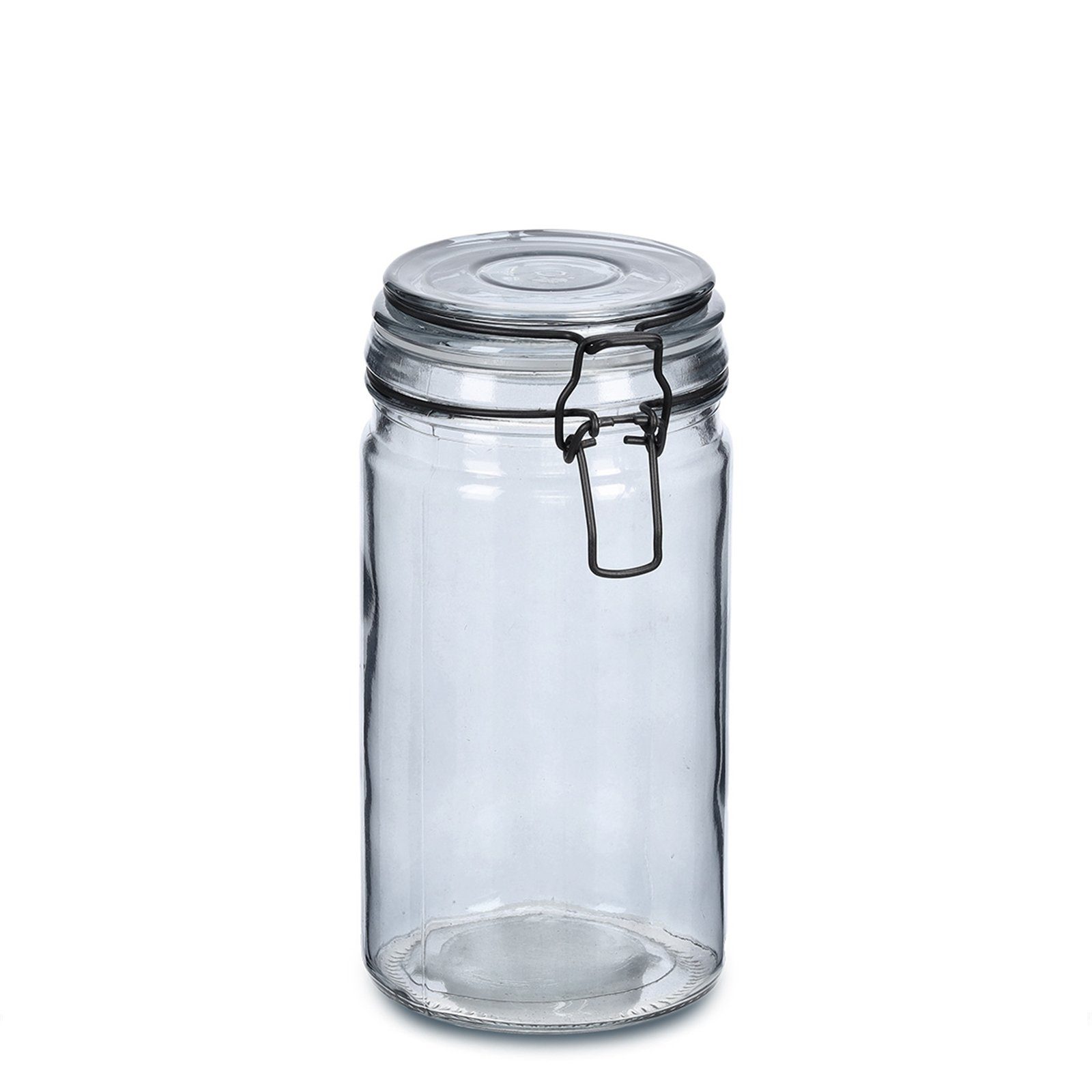 Neuetischkultur Vorratsglas Vorratsglas grau mit Bügelverschluss 750 ml, Glas, Metall, (Stück, 1-tlg), Lebensmittelaufbewahrung