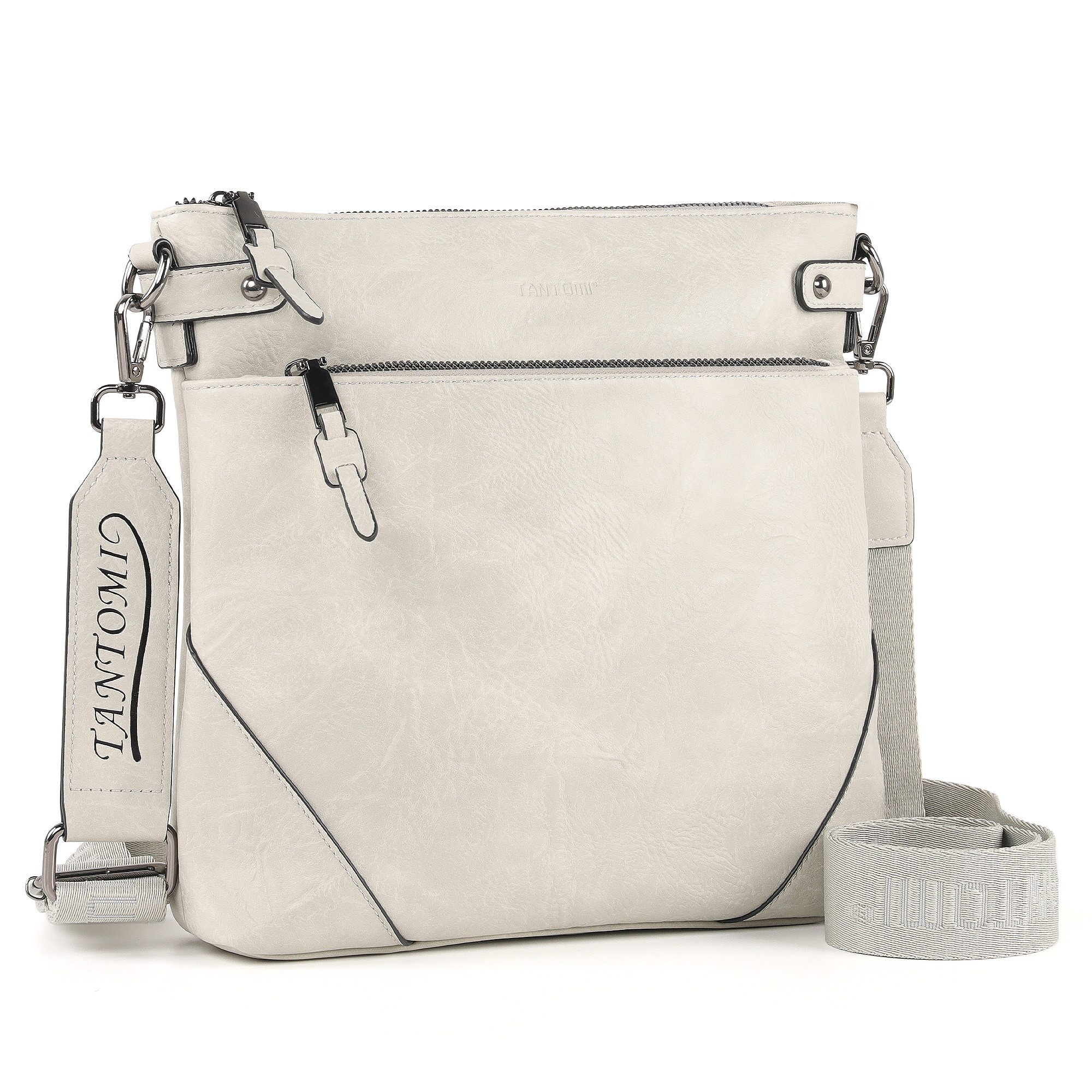TANTOMI Umhängetasche Damen Schultertasche Mittelgroß mit Vielen Fächern Freizeit leicht, Damen Handtasche Henkeltasche Schultertasche Crossbody Bag