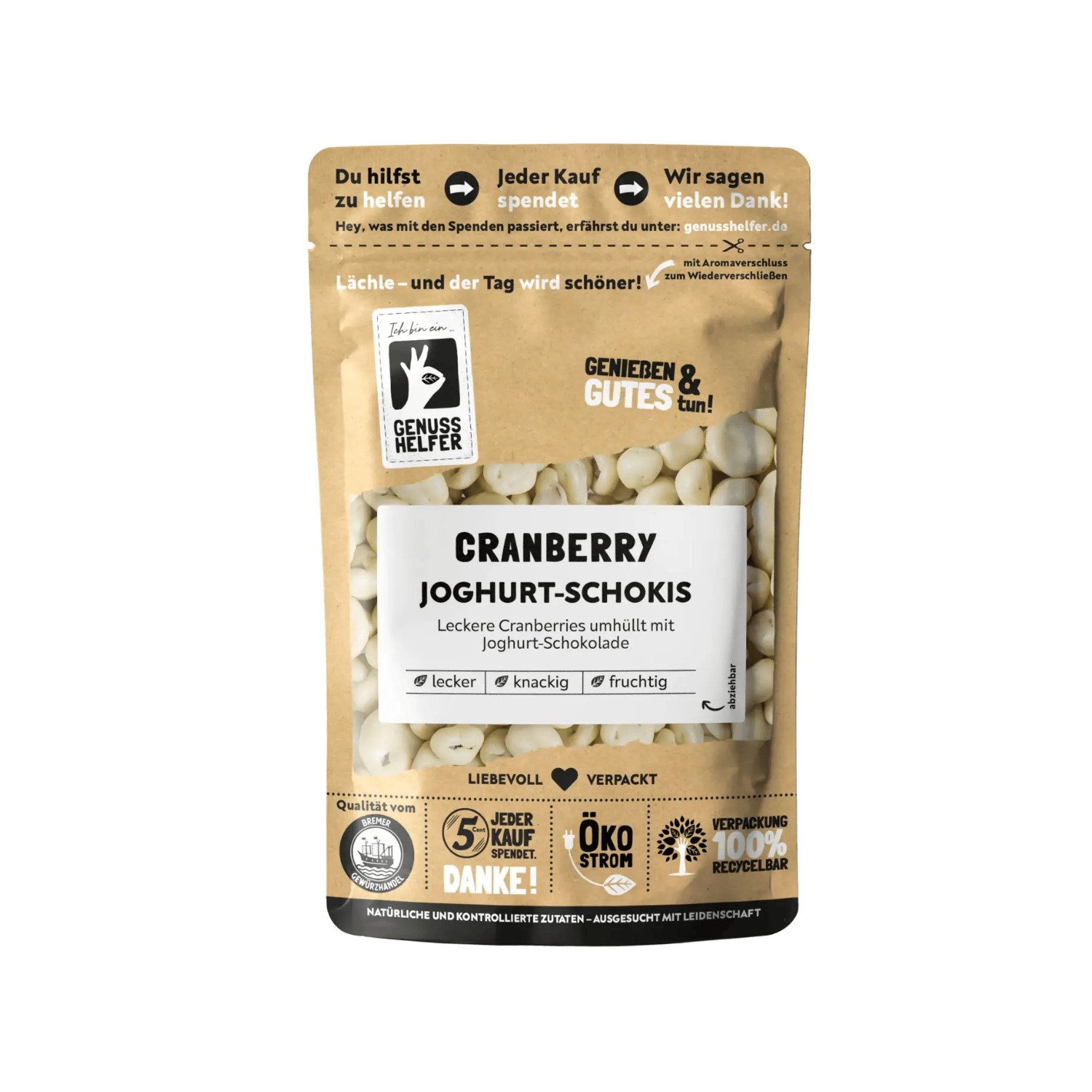 Bremer Gewürzhandel Süßigkeit Cranberry Joghurt Schokis, 150 g