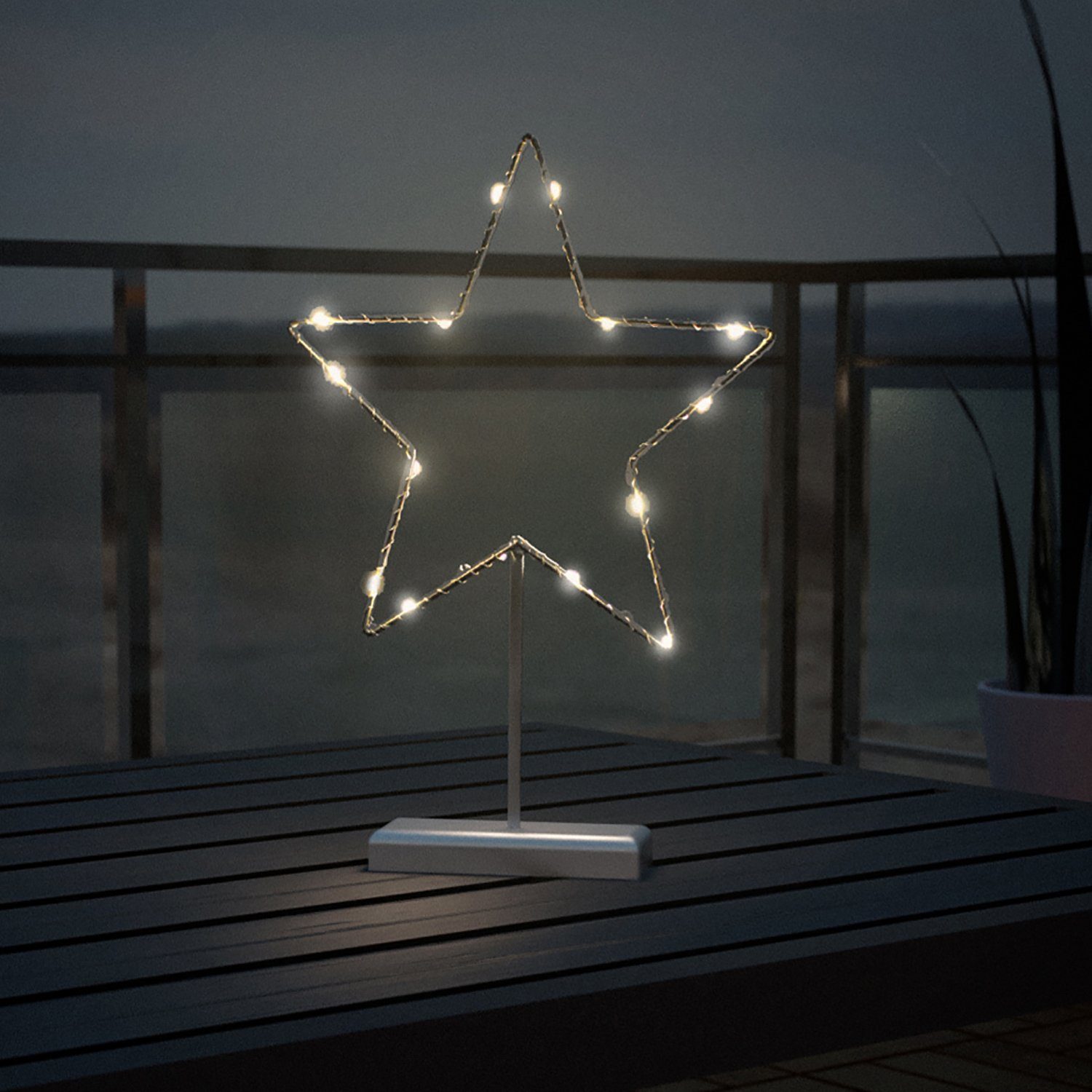 Mojawo Lichtervorhang LED-Metallstern mit Ständer 15 LED's günstig online kaufen