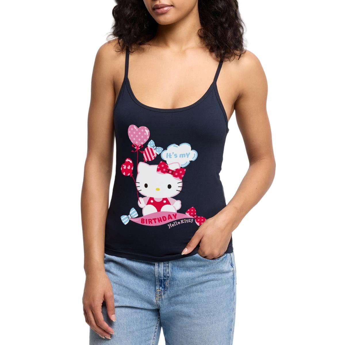 Spaghettitop Hello Kitty Mit Ballons Mein Geburtstag Frauen Premium Organic Top mit