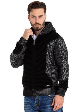 Cipo & Baxx Cardigan mit flauschiger Kapuze