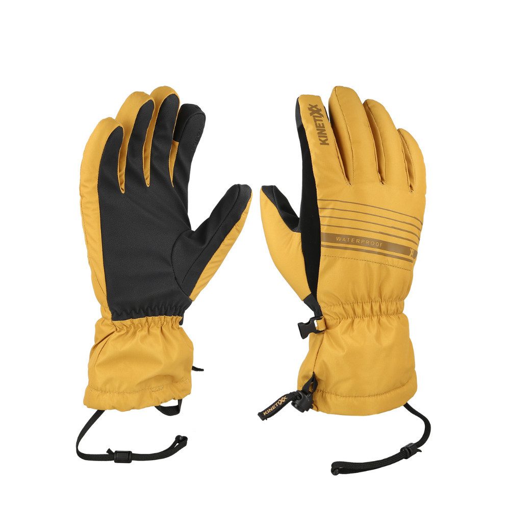 Kinetixx Skihandschuhe KinetiXx Baseo Skihandschuh Herren – wasserdicht & warm (In Schwarz, Olive & Mustard) Grip, Kälteschutz, Touchscreen kompatibel, Wasserdicht