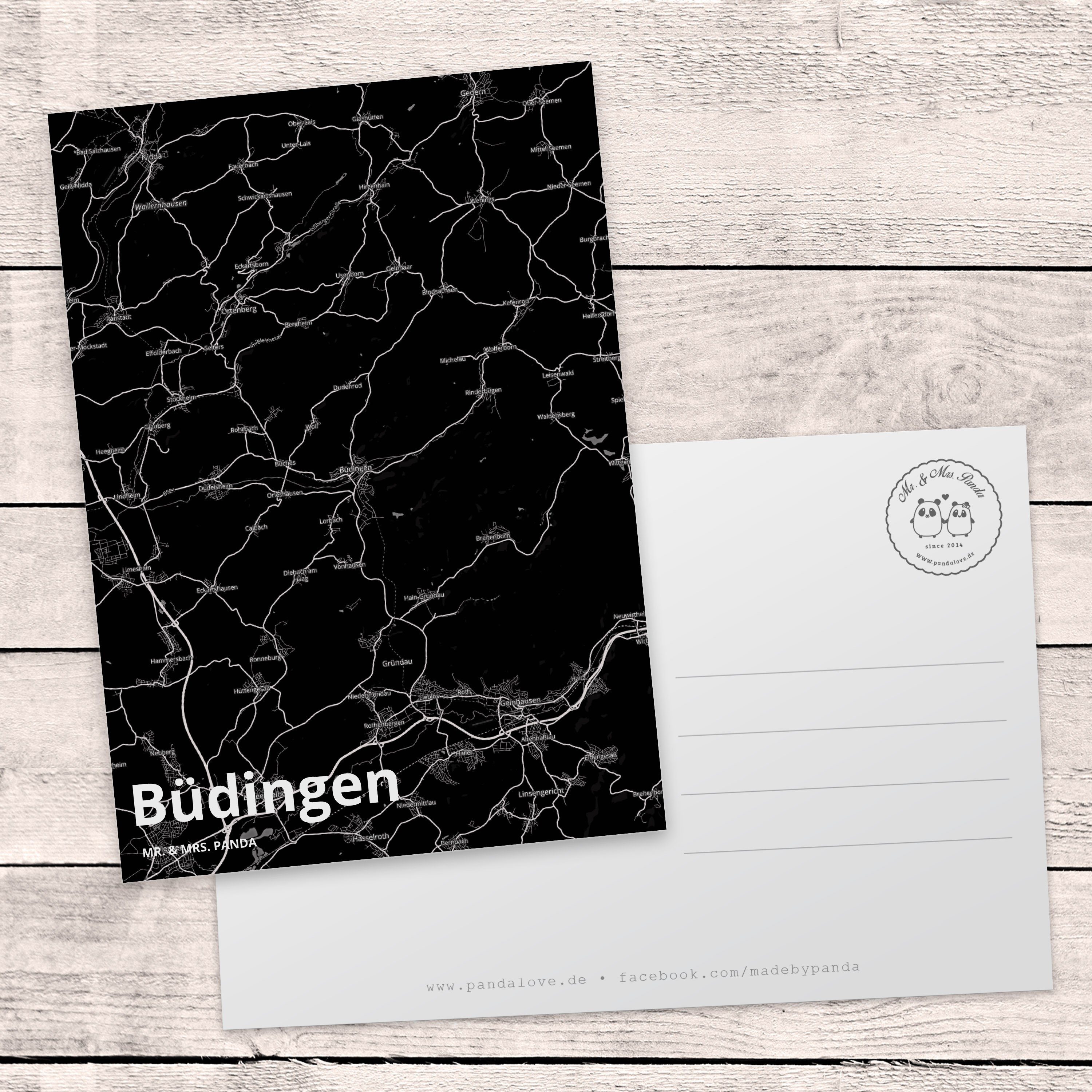 Mr. Dorf Mrs. Dorf, Büdingen Stad Stadt - Karte Stadt, Panda & Landkarte Map Postkarte Geschenk,