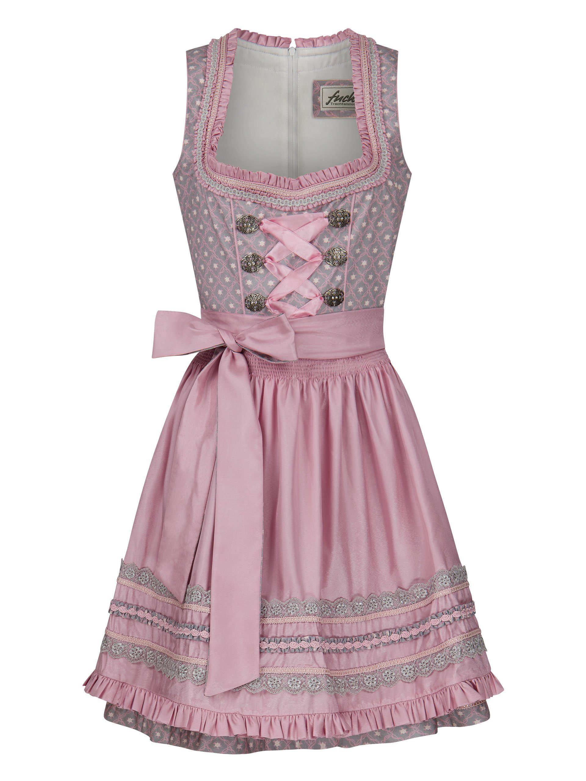 FUCHS Dirndl Mini Dirndl Layla grau rosa (2-tlg) grau