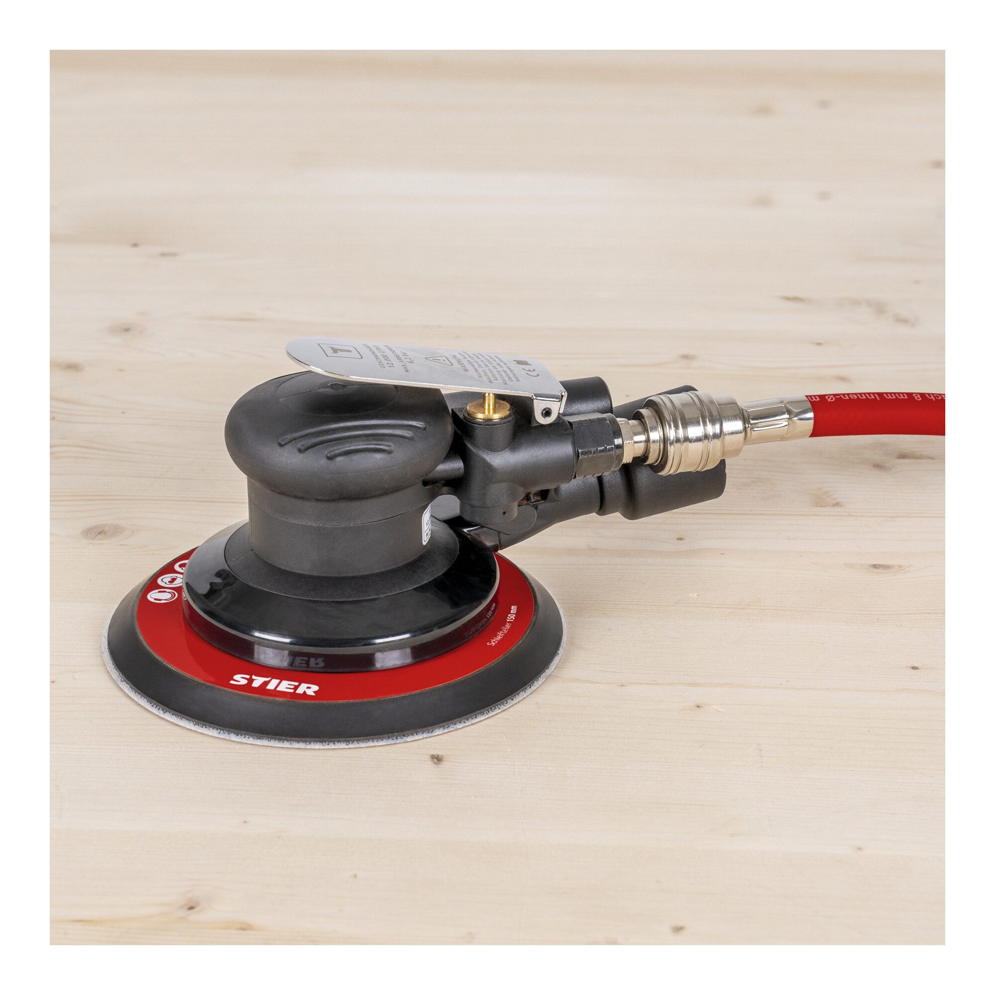 Stier Druckluft-Exzenterschleifer STIER Exzenterschleifer EXS-120 Länge 187 mm Schleifteller 150 mm geei