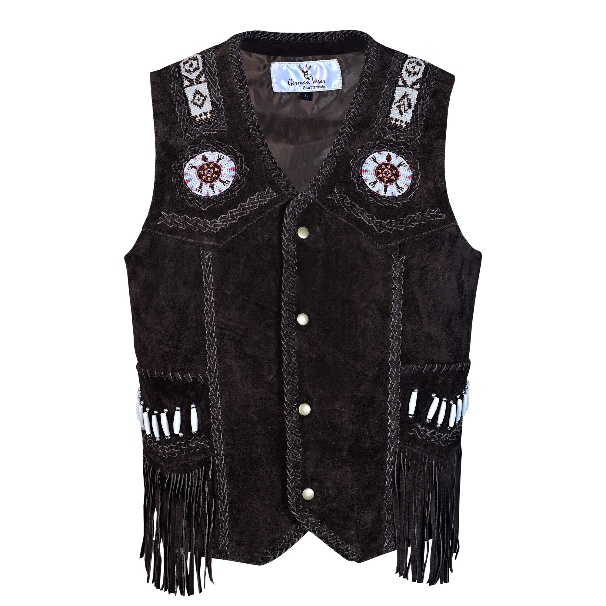 German Wear Reitweste GW951-Weste Western Lederweste Tracht Weste Reiter weste Lederkutte