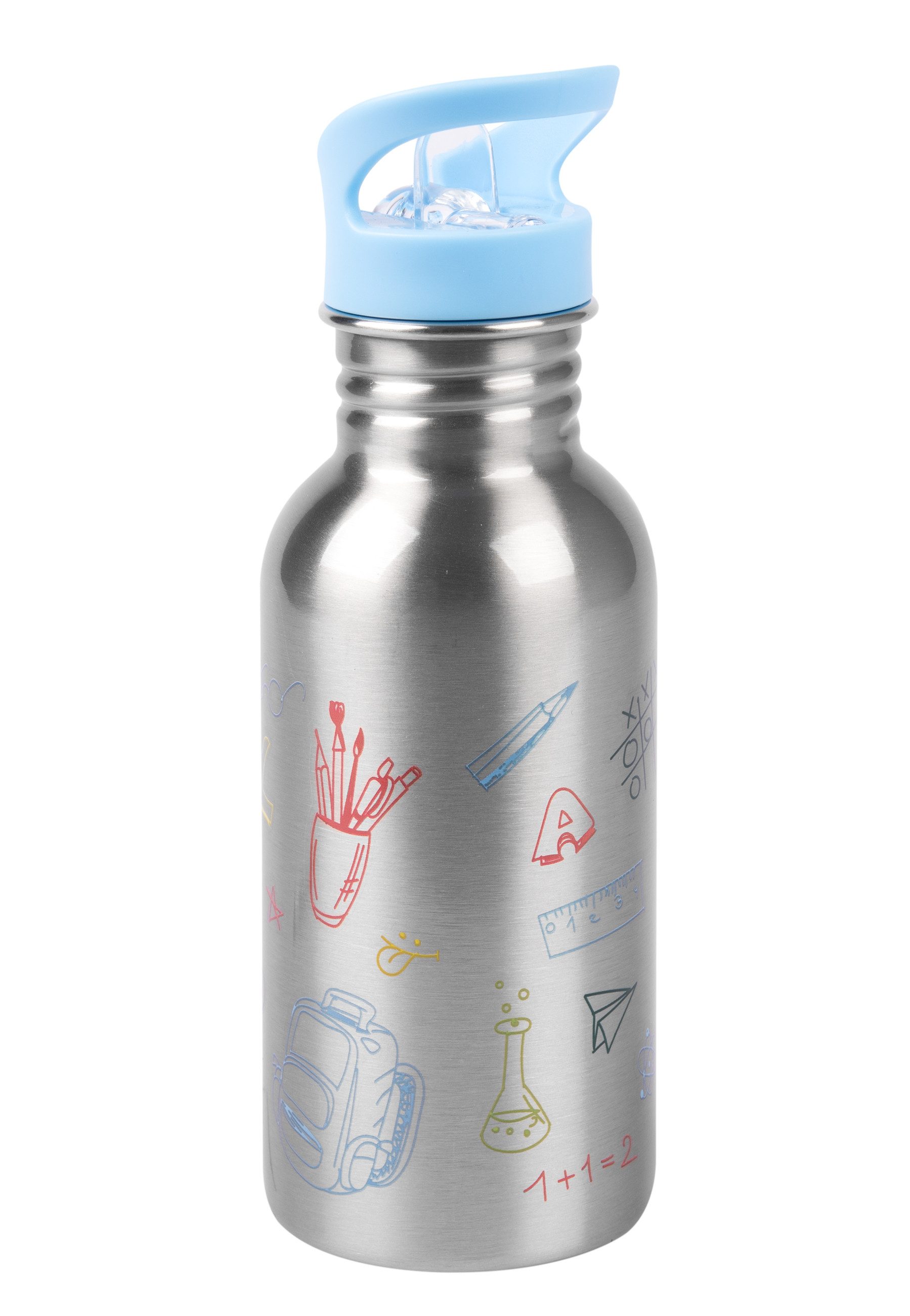 United Labels® Trinkflasche Back to school Edelstahl Trinkflasche Flasche Strohhalm 500 ml – Bild 4 von 5