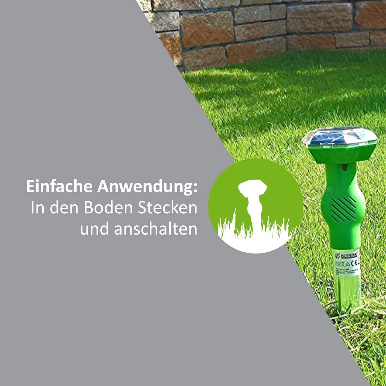 ISOTRONIC Ultraschall-Tierabwehr Solar Ultraschall-Tiervertreiber 40m², Akku-Tierschreck mit Erdspieß, 2-tlg., 1er/2er-Set, Mobiles Ultraschall-Abwehrgerät mit  – Bild 5 von 5