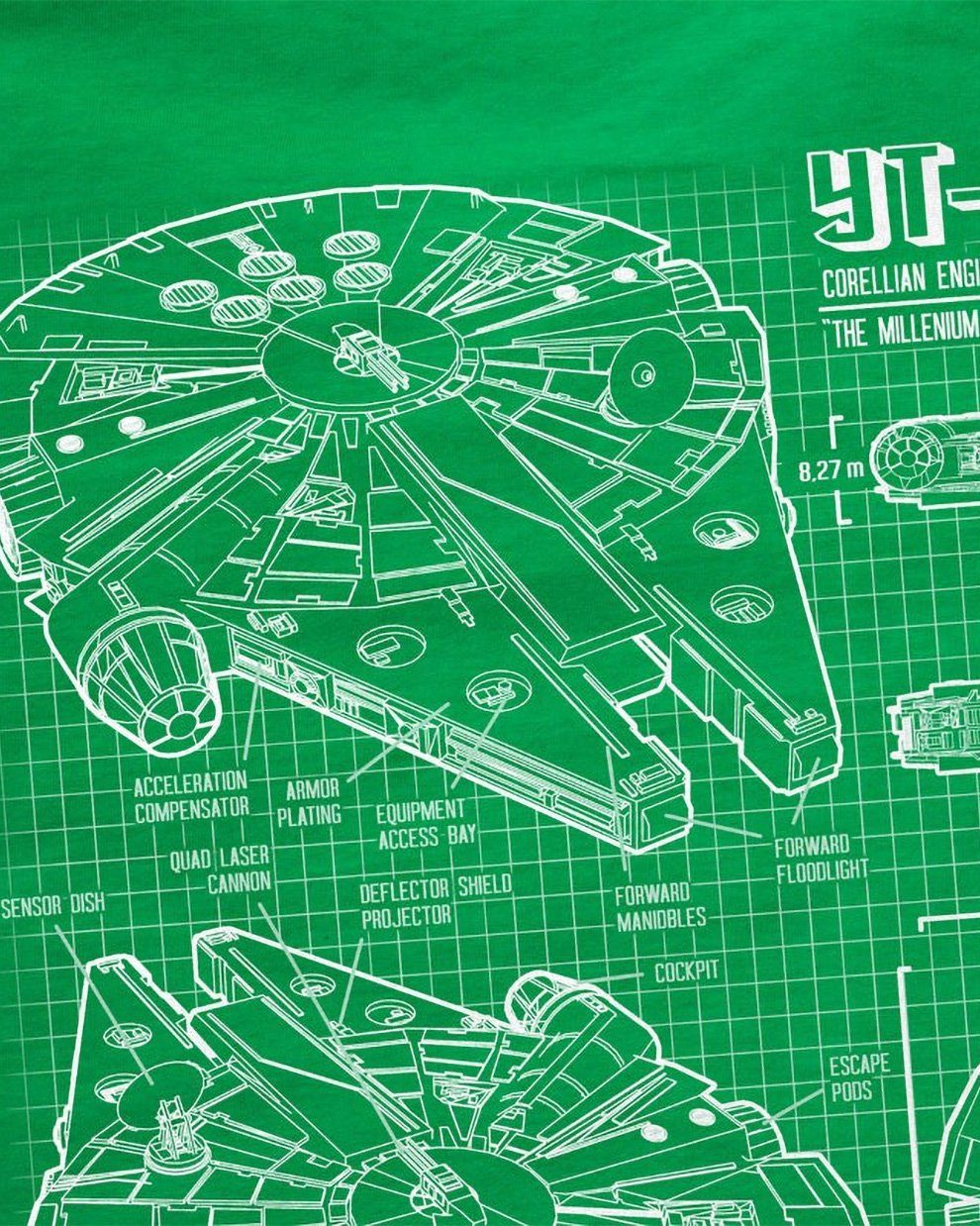 rasender der Herren style3 grün sterne Print-Shirt wars falke luke krieg star Falcon Millennium T-Shirt