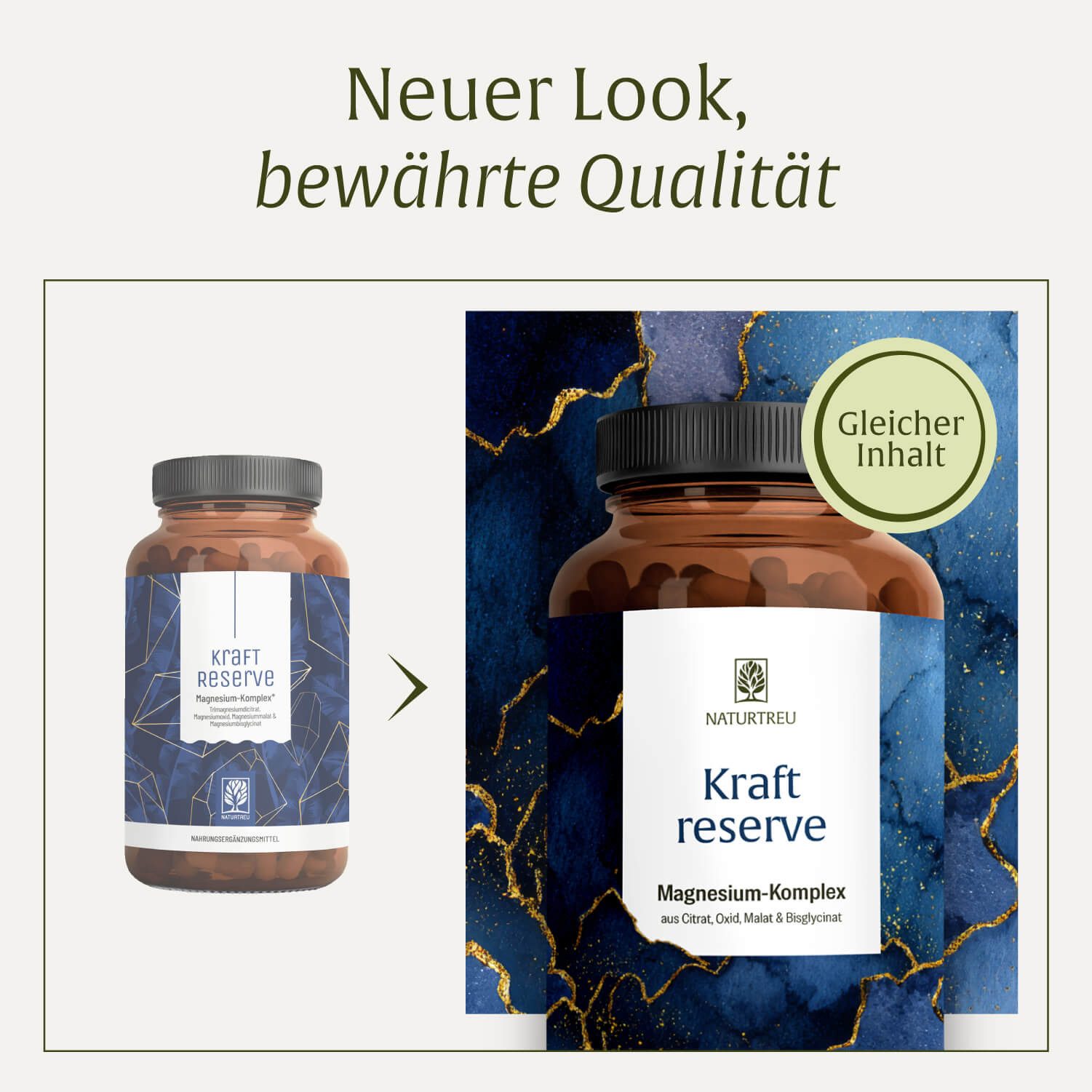 Naturtreu KRAFTRESERVE Kapseln, 1 er 180 St., Hochdosiert: 400 mg Magnesium pro Tagesdosis; 4 bioverfügbare Ma…