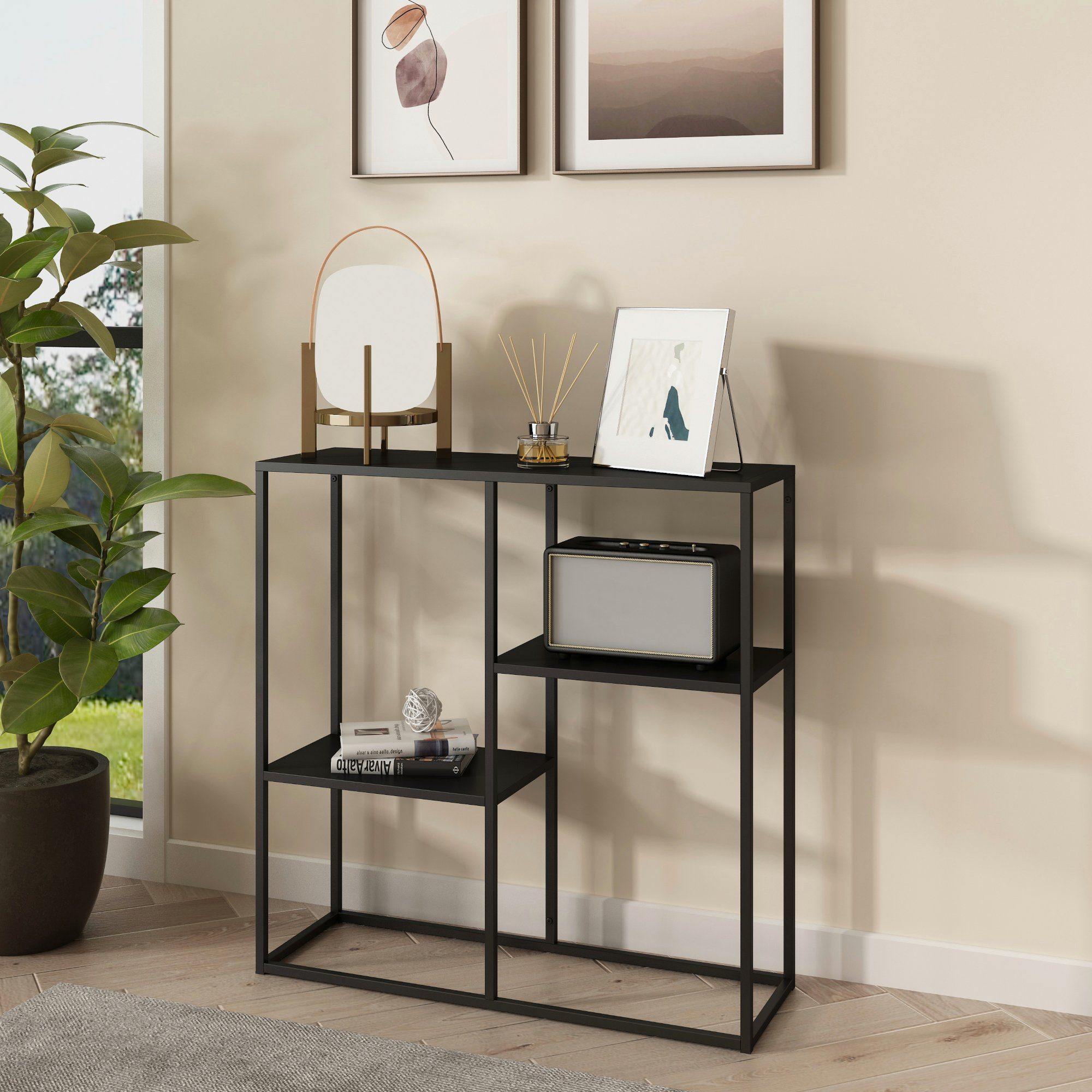 en.casa Konsolentisch, »Strömstad« Standregal 80x80x26 cm günstig online kaufen