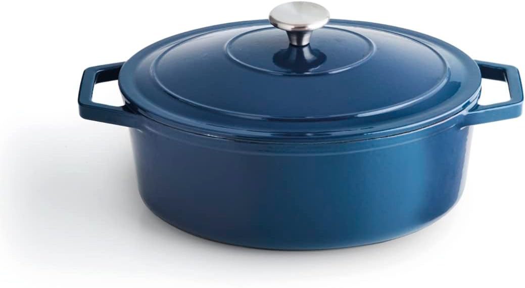 Qulinart by Brandt Bräter oval Gusseisen blau 30x22x11,5 cm