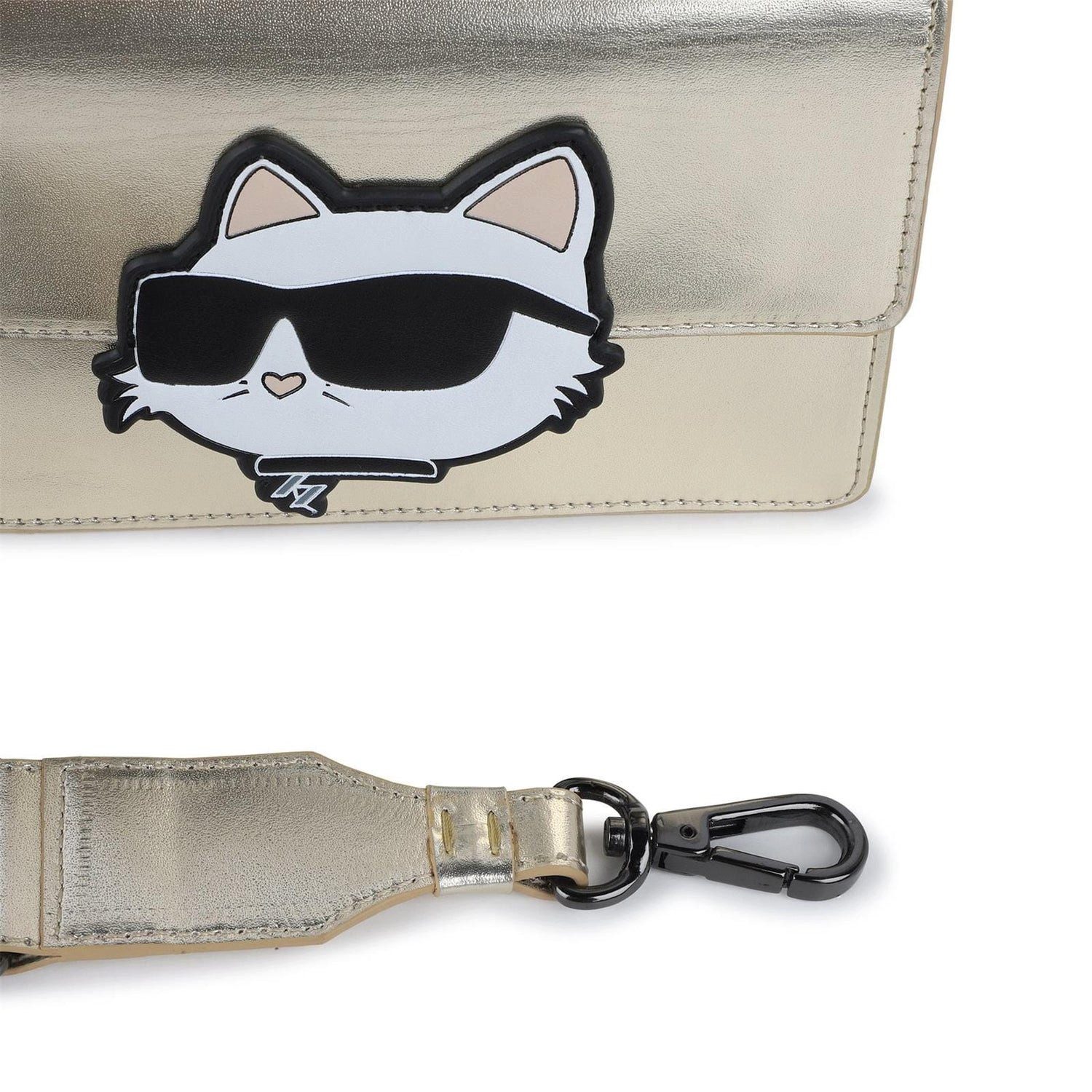 KARL LAGERFELD Umhängetasche KARL LAGERFELD KIDS Handtasche goldgelb – Cat-Patch