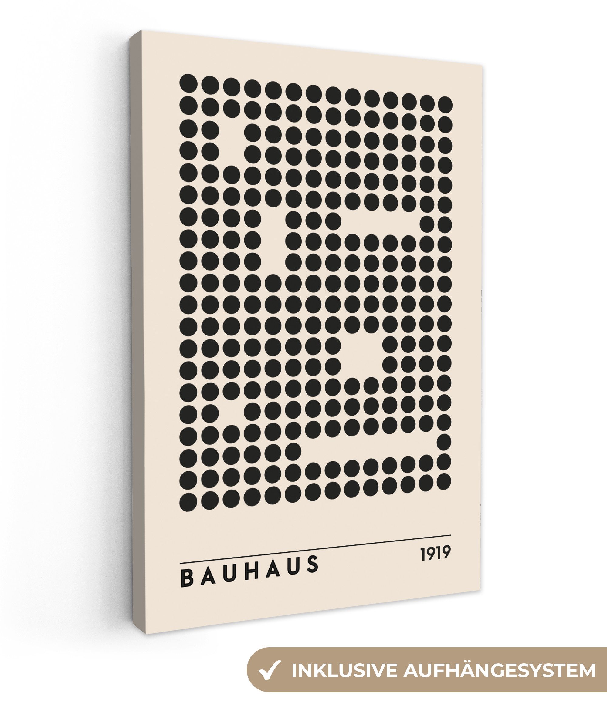 OneMillionCanvasses® Leinwandbild Bauhaus - Retro - Modern - Kunst - Abstrakt, Schwarz – Retro (1 St), Leinwand Wandbild, Wanddekoration 20x30 cm