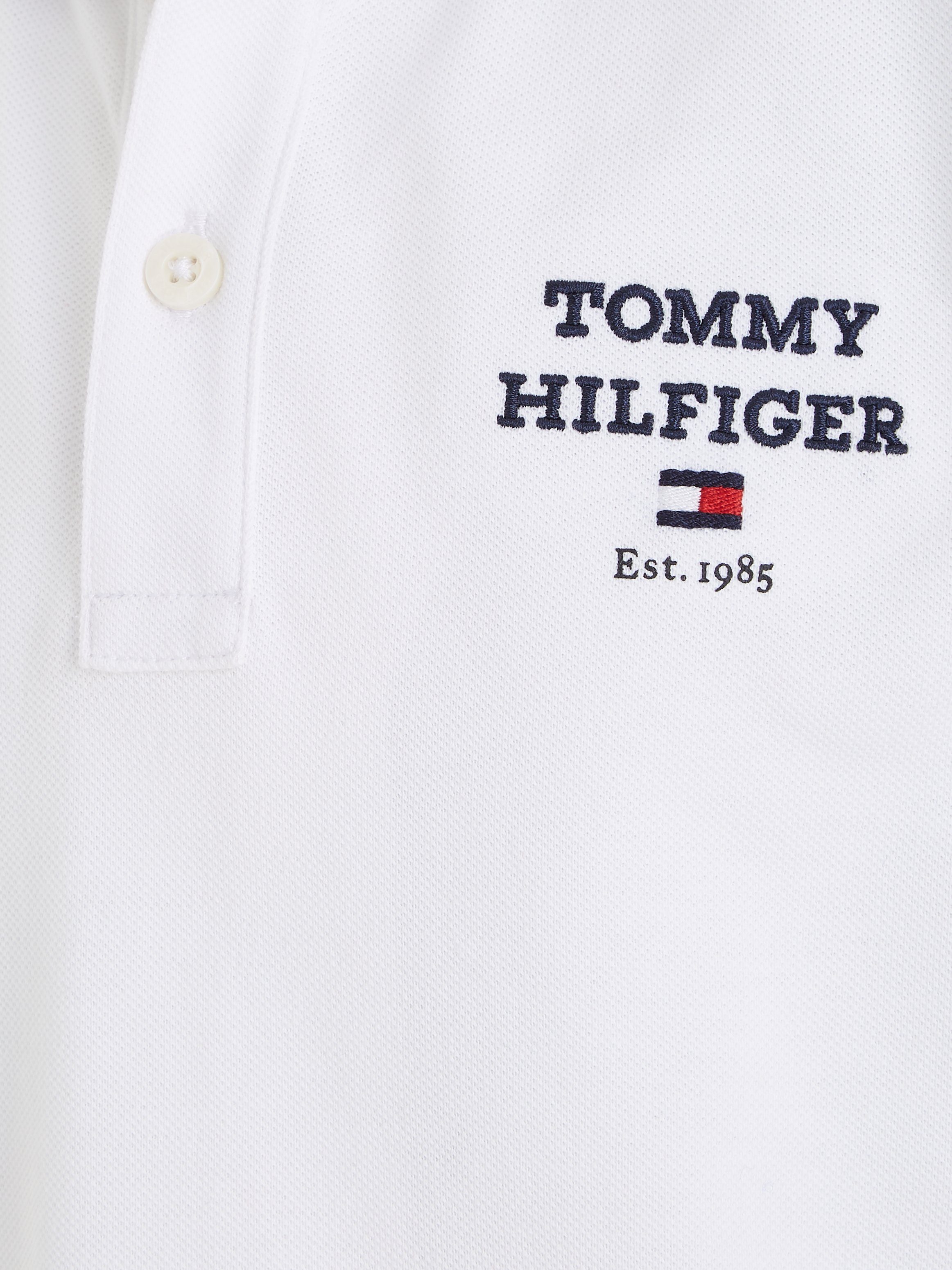 mit POLO TH white S/S Logostickerei LOGO Hilfiger Tommy Poloshirt