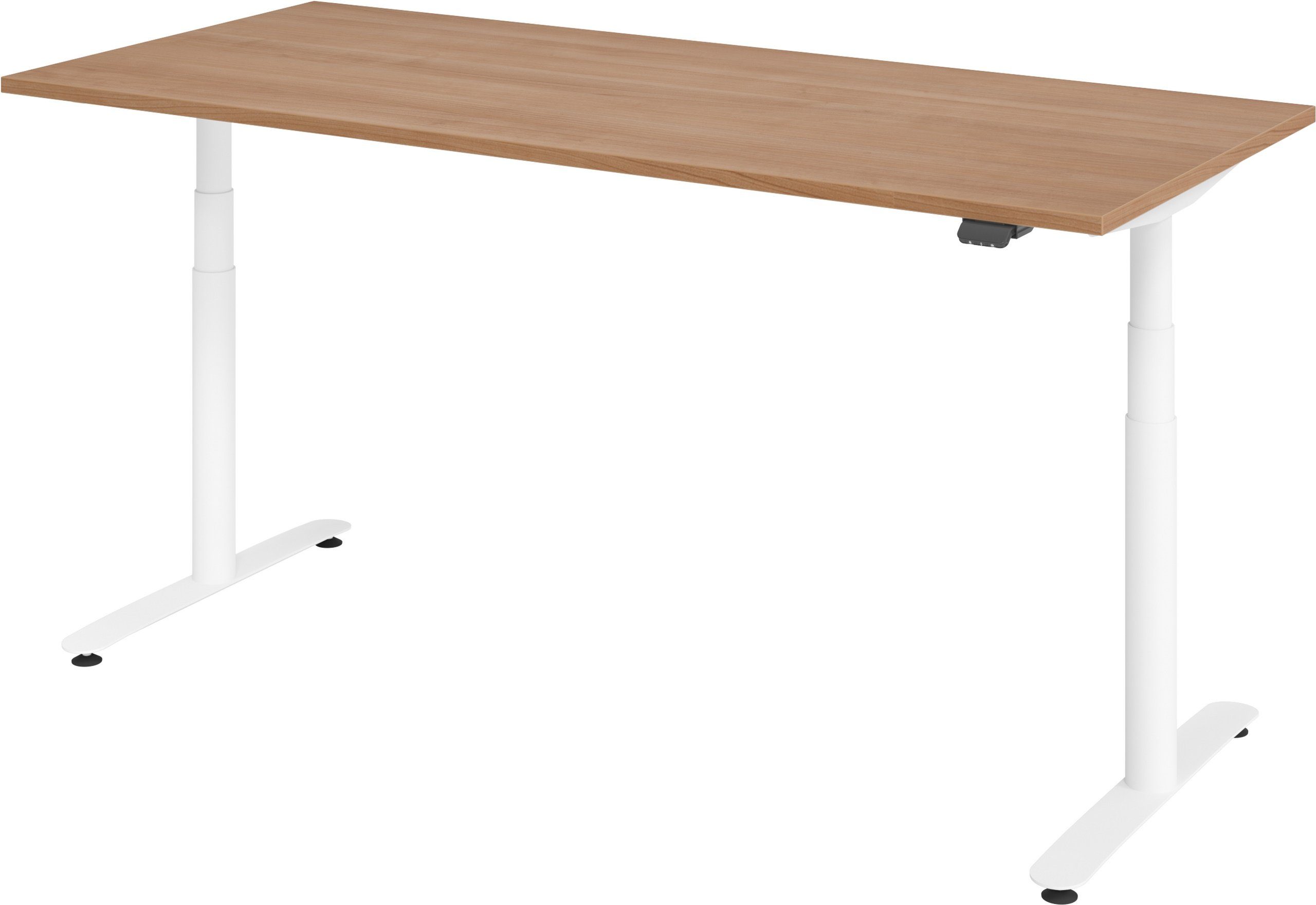 bümö Schreibtisch Schreibtisch elektrisch Bluetooth & App XDLR, Rechteck: 180 x 80 cm - Dekor: Nussbaum - Gestell: Weiß