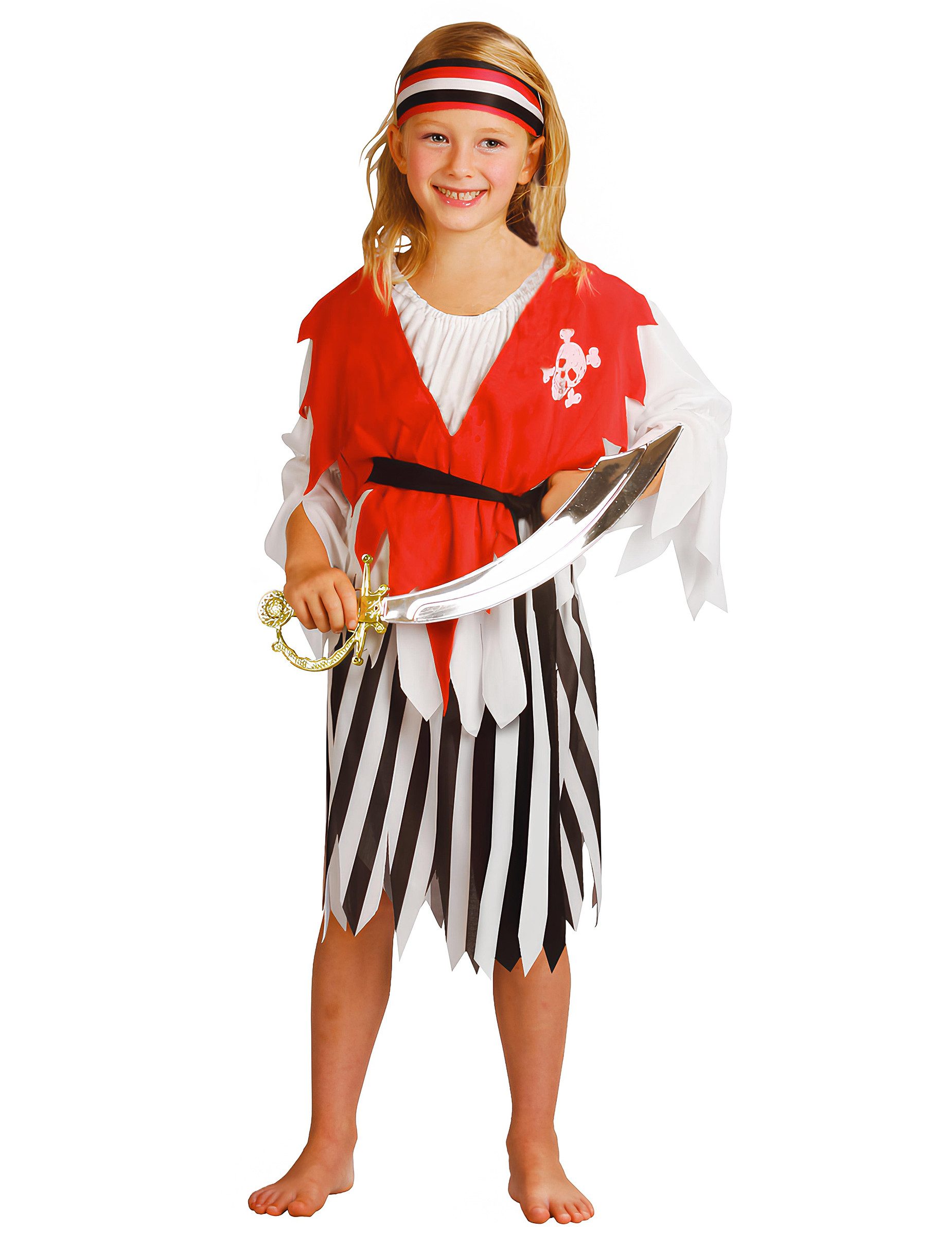 Kostüm Piratin Kinderkostüm Freibeuterin schwarz-rot-weiss