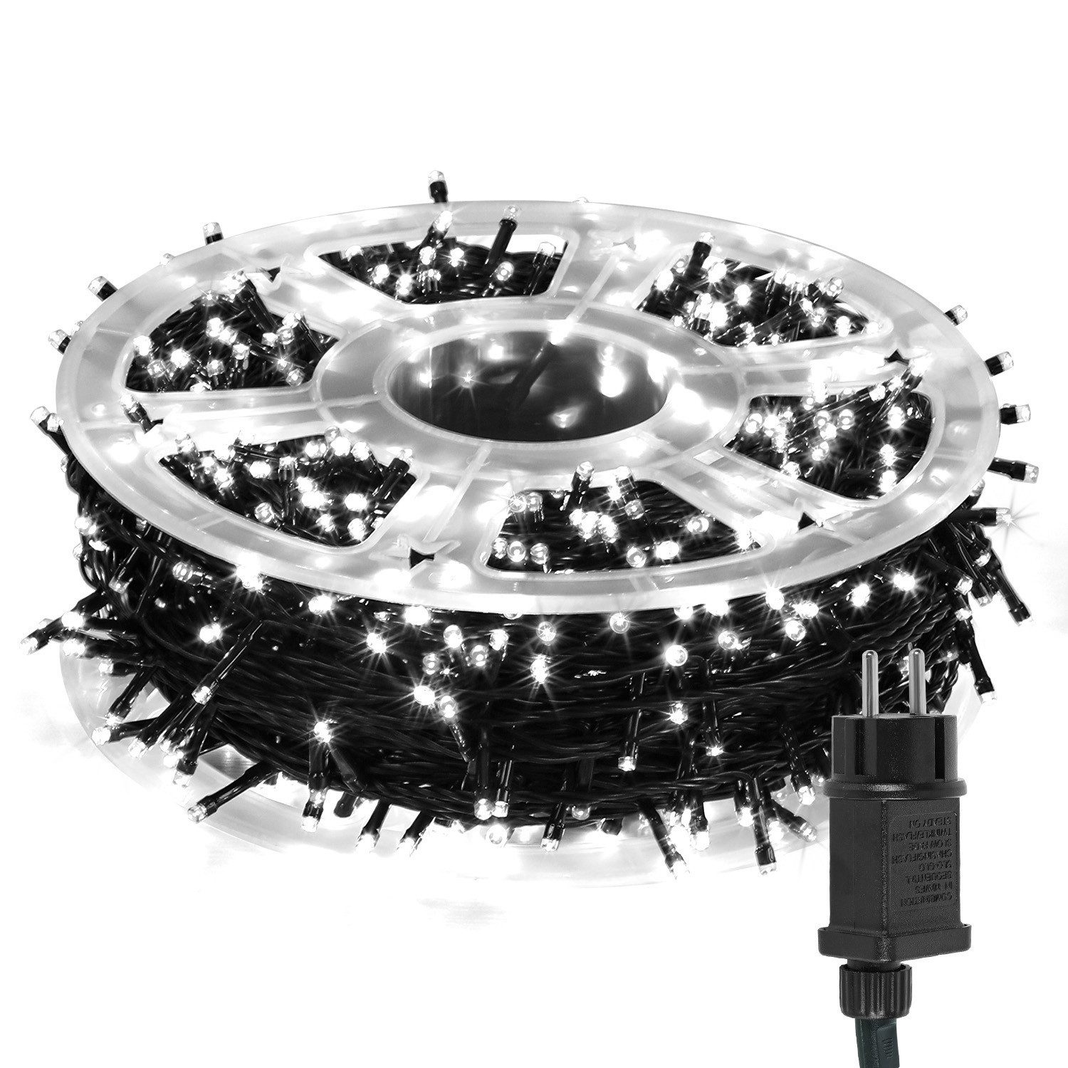 Clanmacy LED-Lichterkette 10-200M LED Lichterkette Weihnachten für Außen Innen 8 Modi Party Deko, Weihnachtsdeko Innen/Außen, 8 Modi Speicherfunktion, Wasserdicht