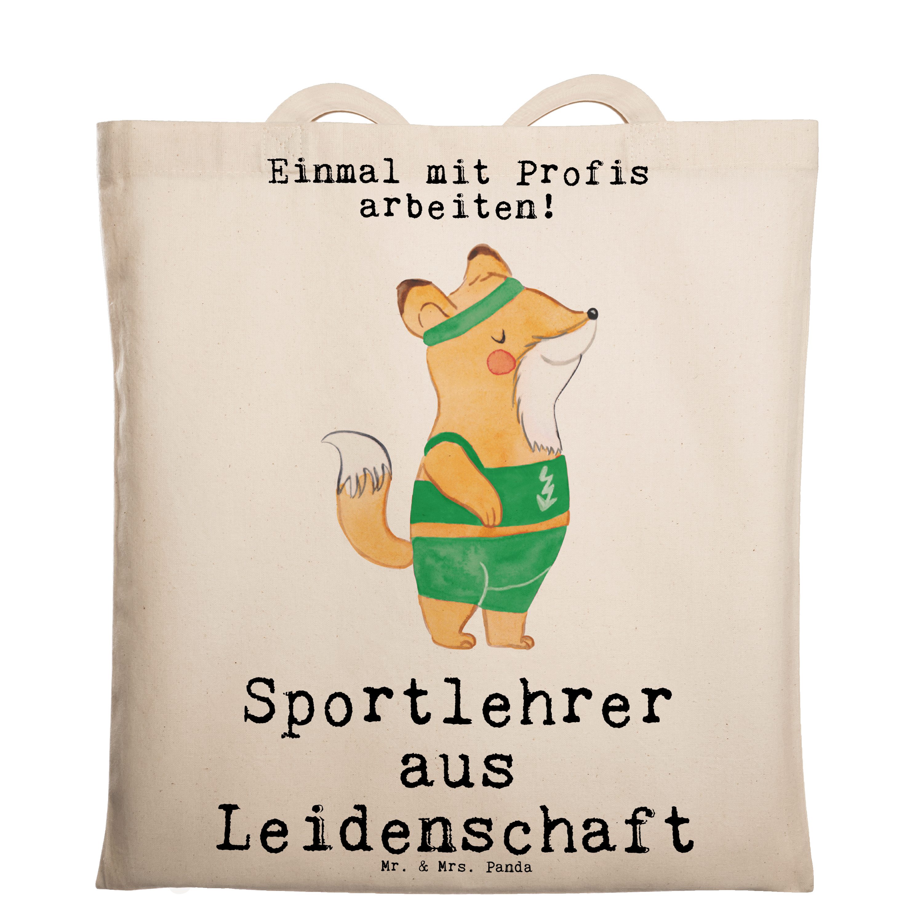 Mr. & Mrs. Panda Tragetasche Sportlehrer aus Leidenschaft - Transparent - Geschenk, Einkaufstasche (1-tlg)