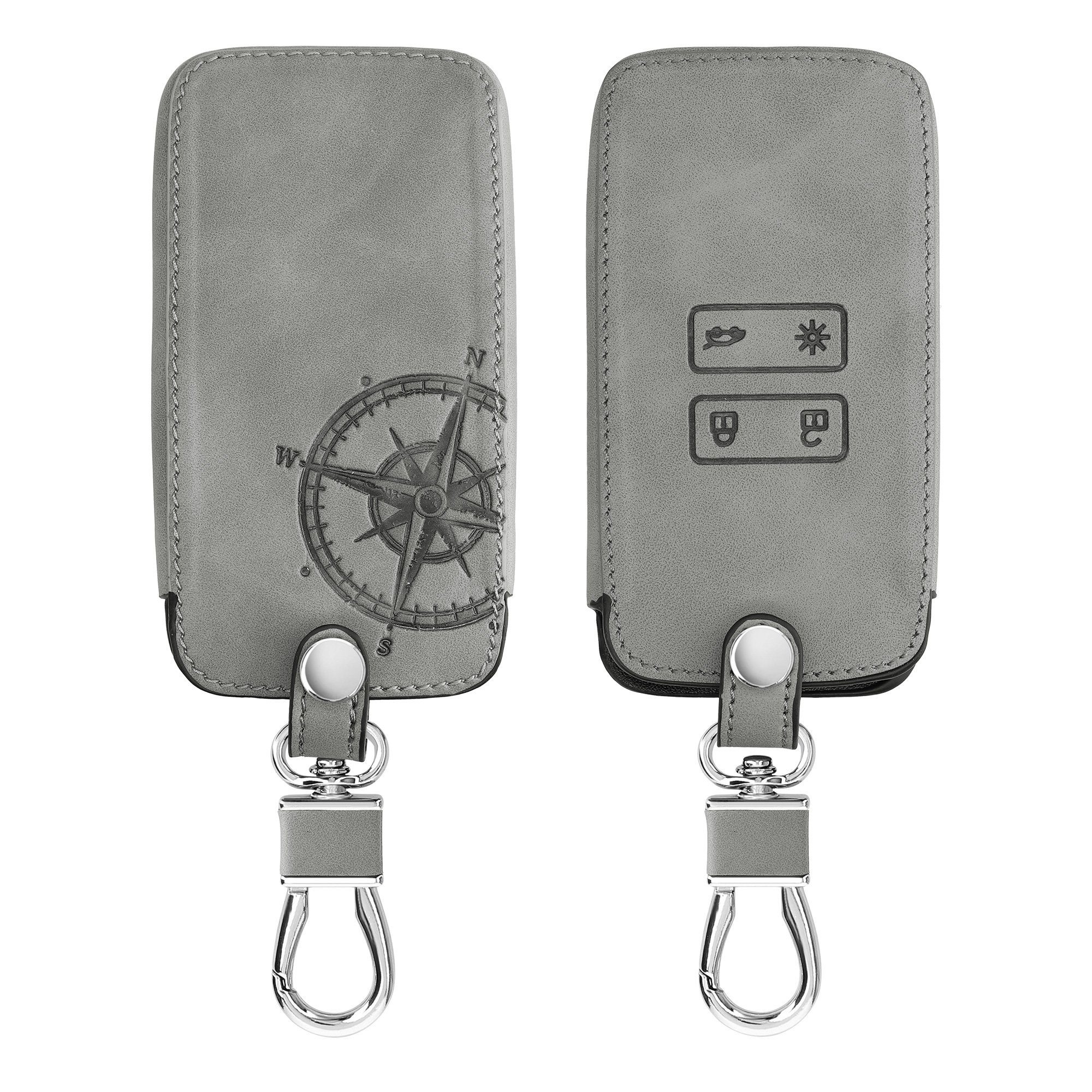 kwmobile Schlüsseltasche Autoschlüssel Hülle für Renault, Nubuklederoptik - Kunstleder Schutzhülle Schlüsselhülle Cover Grau