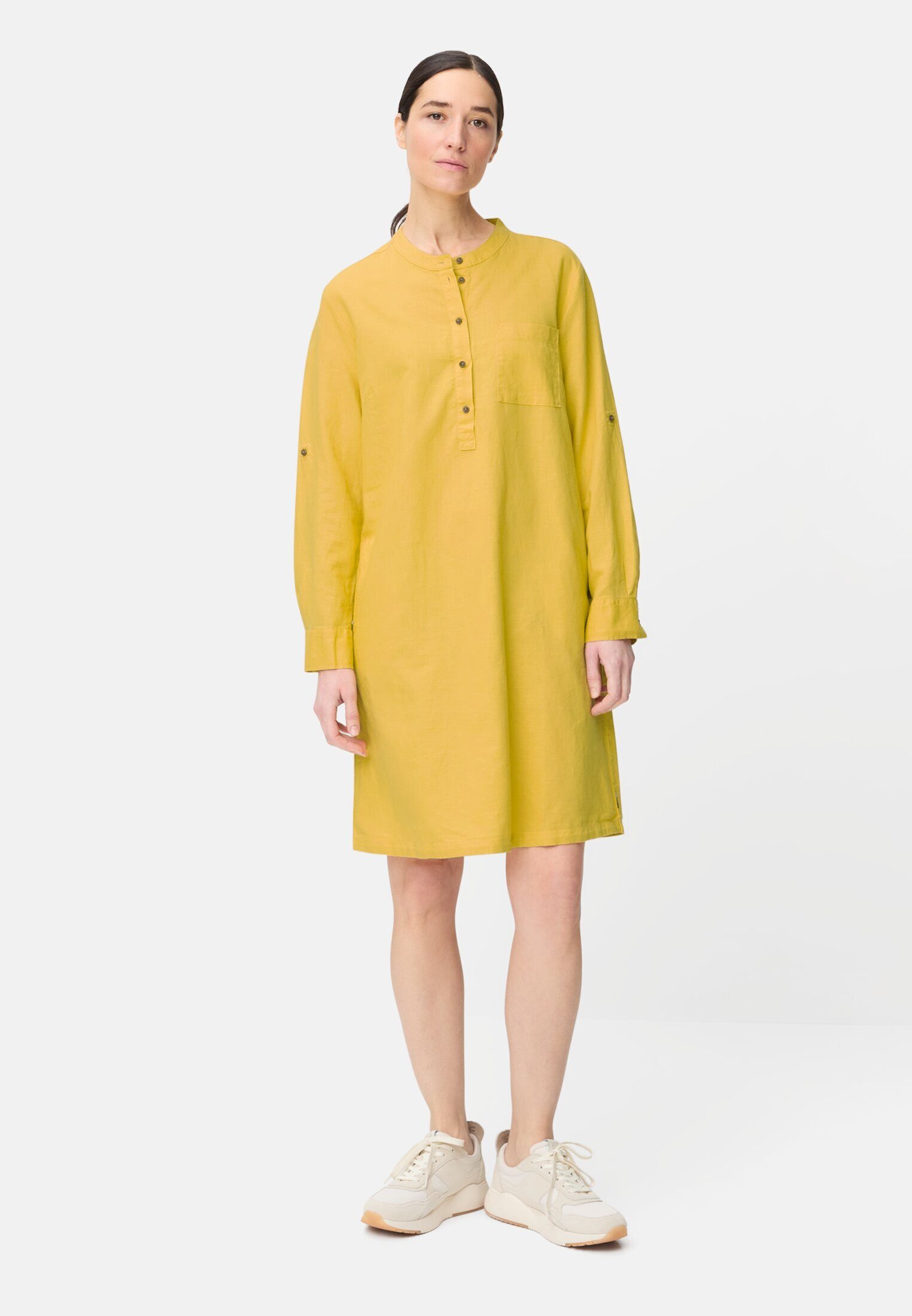 camel active Sommerkleid mit Stehkragen Langarm