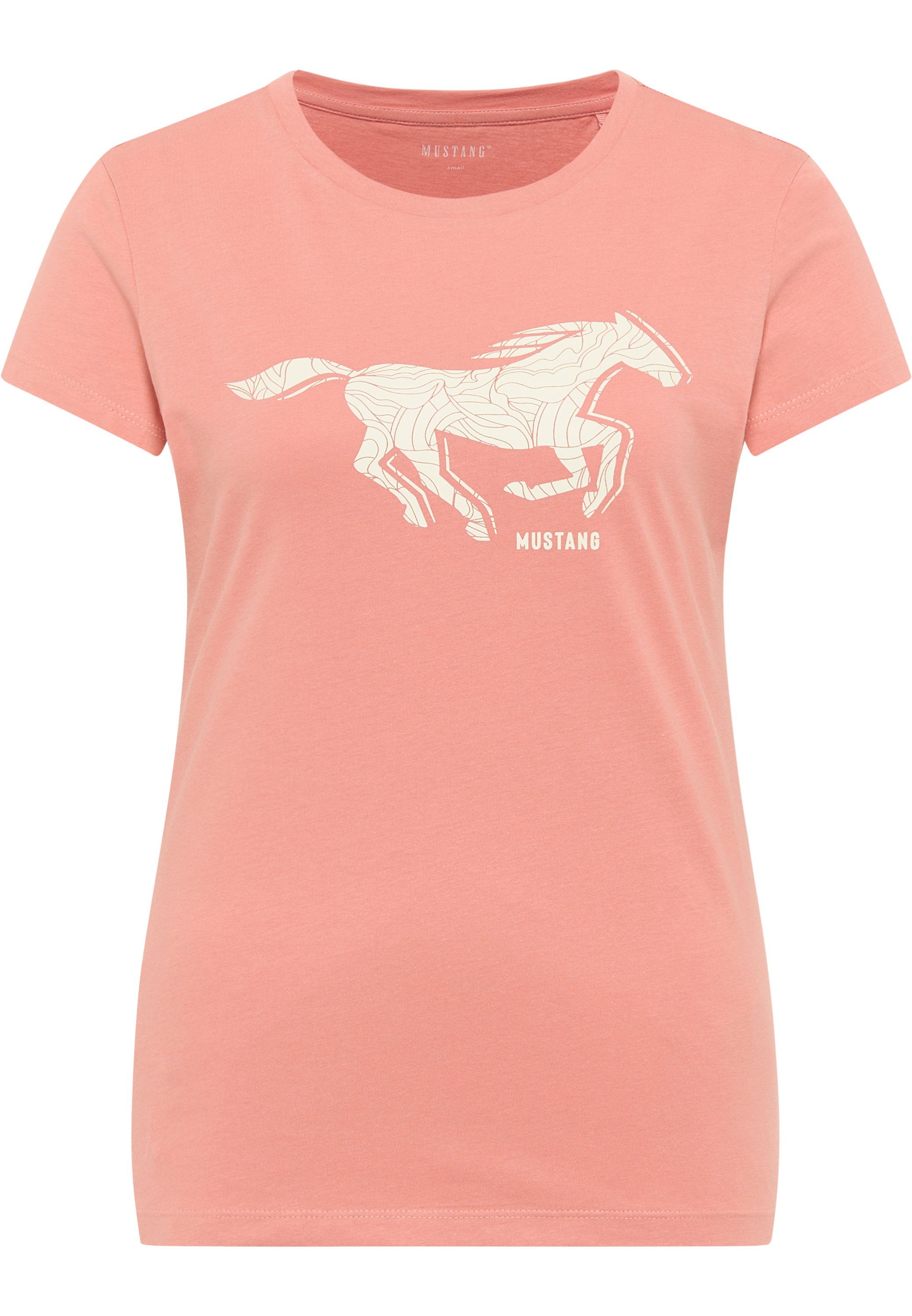 MUSTANG Kurzarmshirt Mustang T-Shirt Print-Shirt rosa