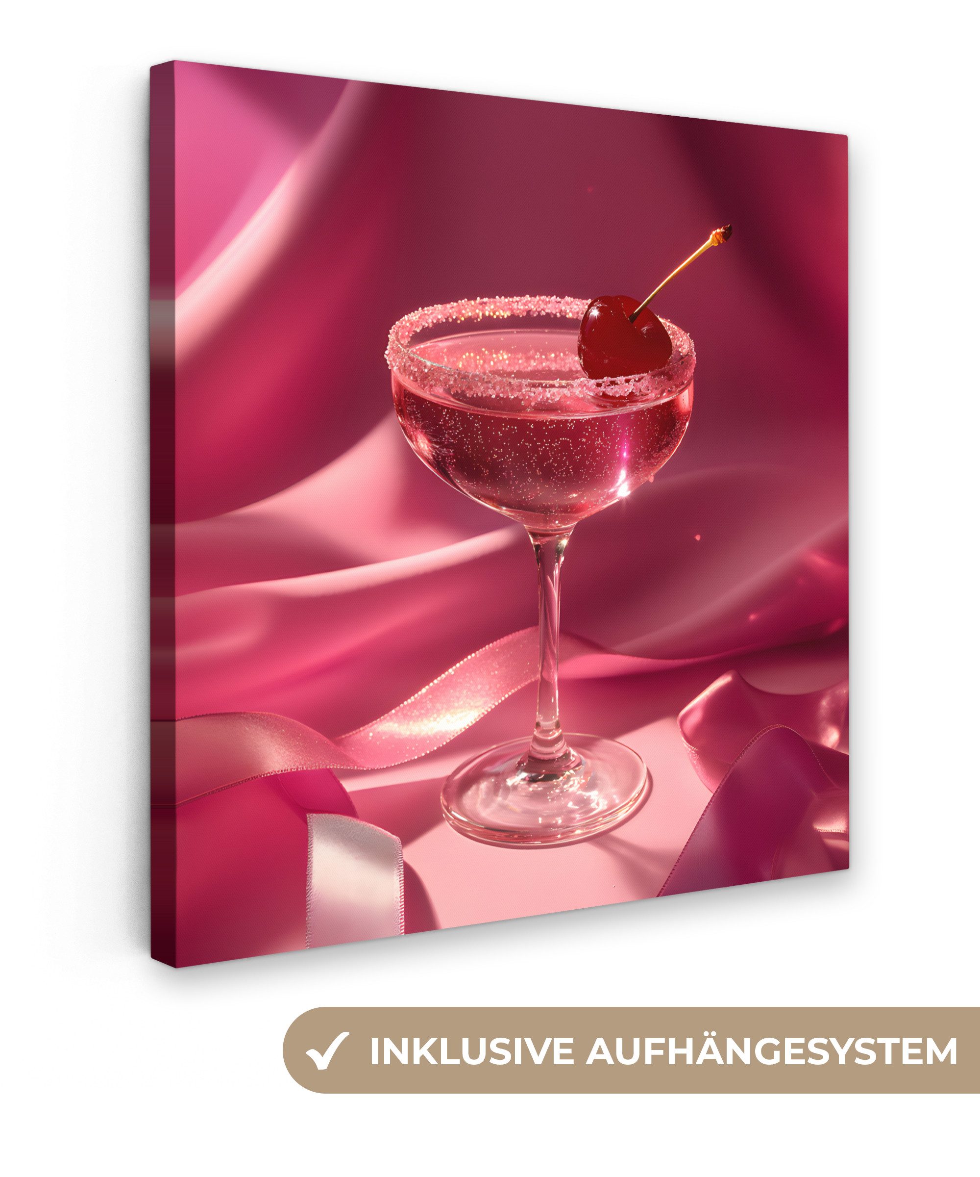 OneMillionCanvasses® Leinwandbild Cocktail - Rosa - günstig online kaufen