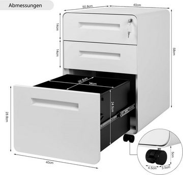 Woltu Aktenschrank (1-St) Rollcontainer mit 3 Schubladen