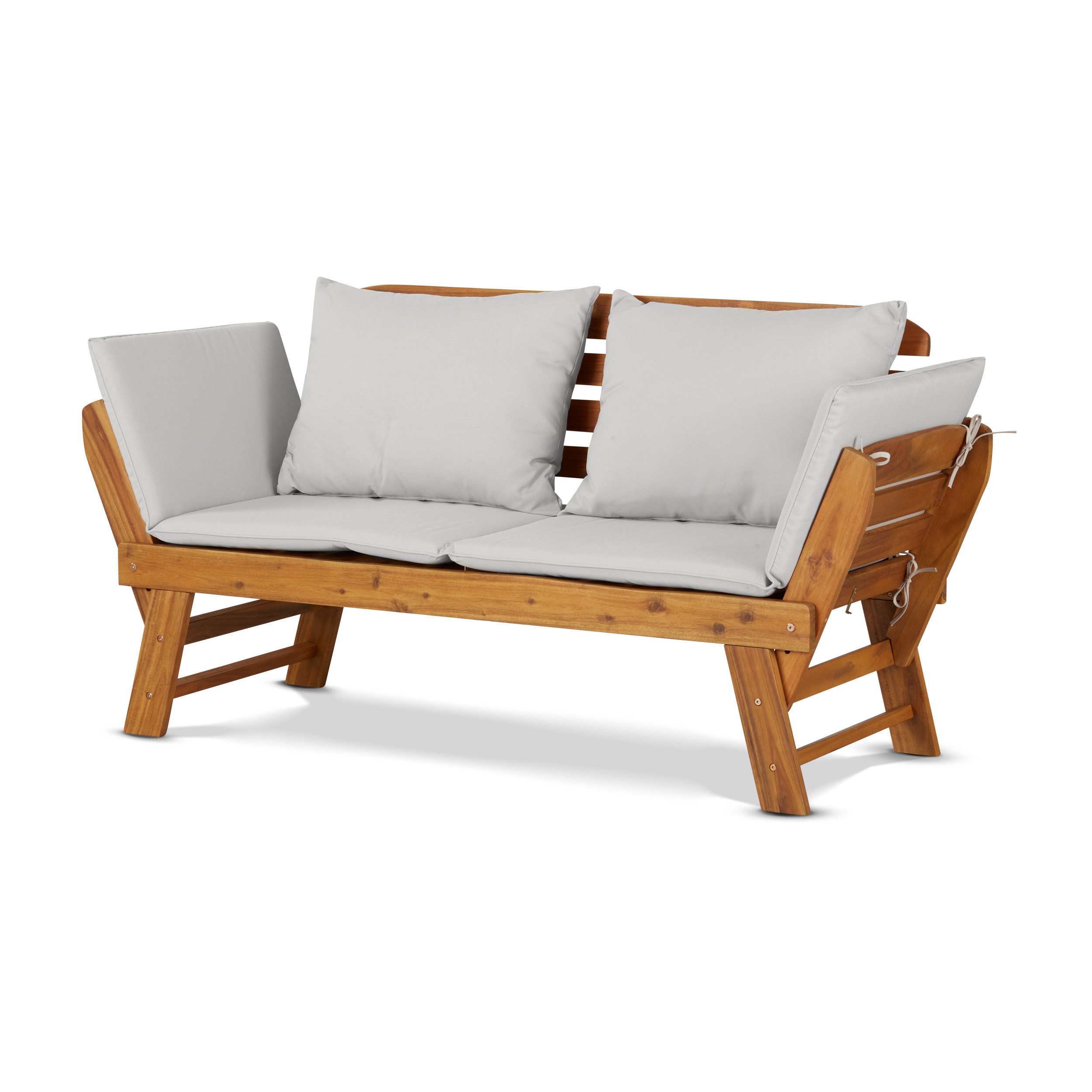 KHG Gartenliege Akazie geölt, Daybed, Sonnenliege, Lounge-Set klappbar, 1 St., Taupe, Schlaffunktion