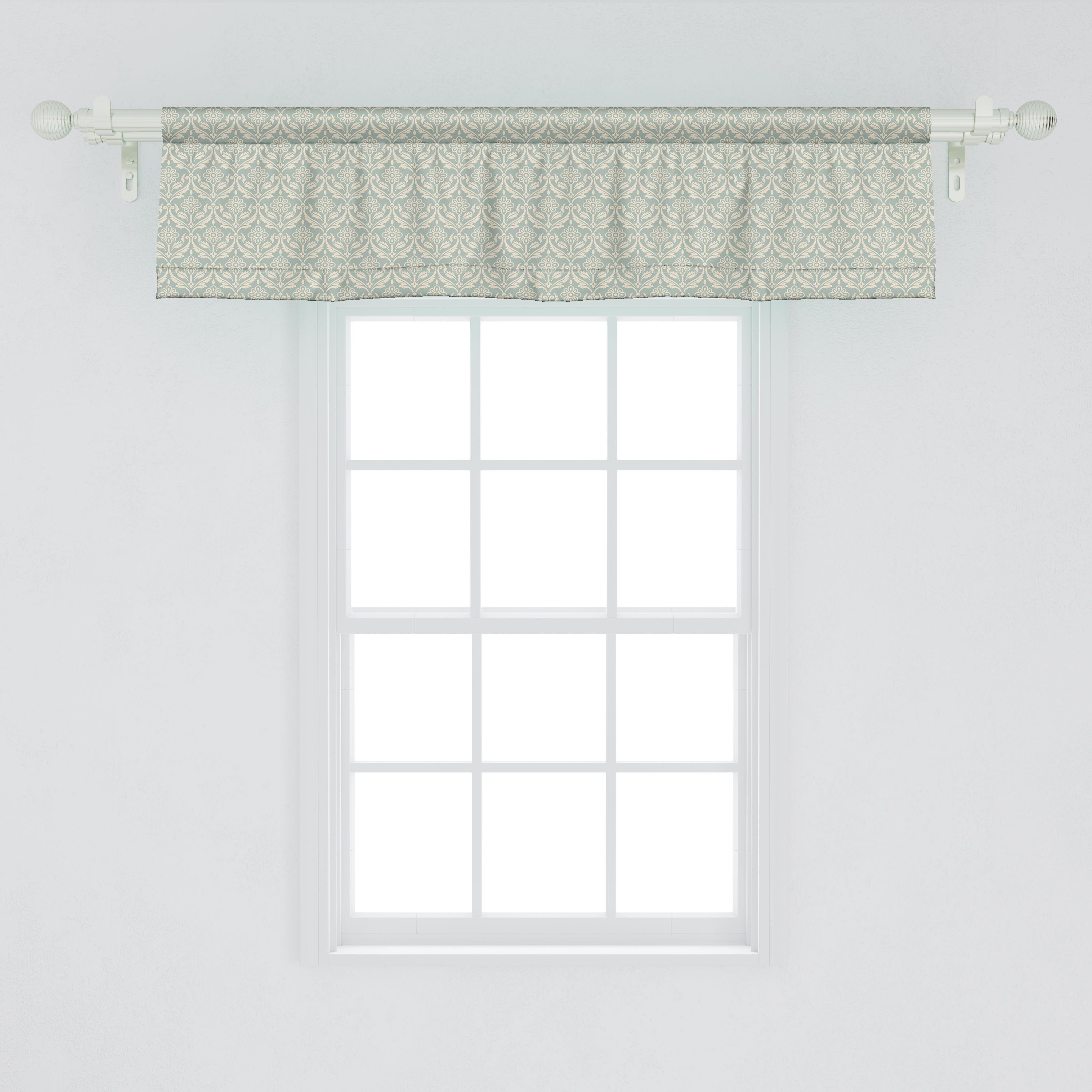 Scheibengardine Vorhang Volant für Motive Abakuhaus, Rhythmische Nostalgische Dekor Küche Schlafzimmer Jahrgang mit Stangentasche, Microfaser
