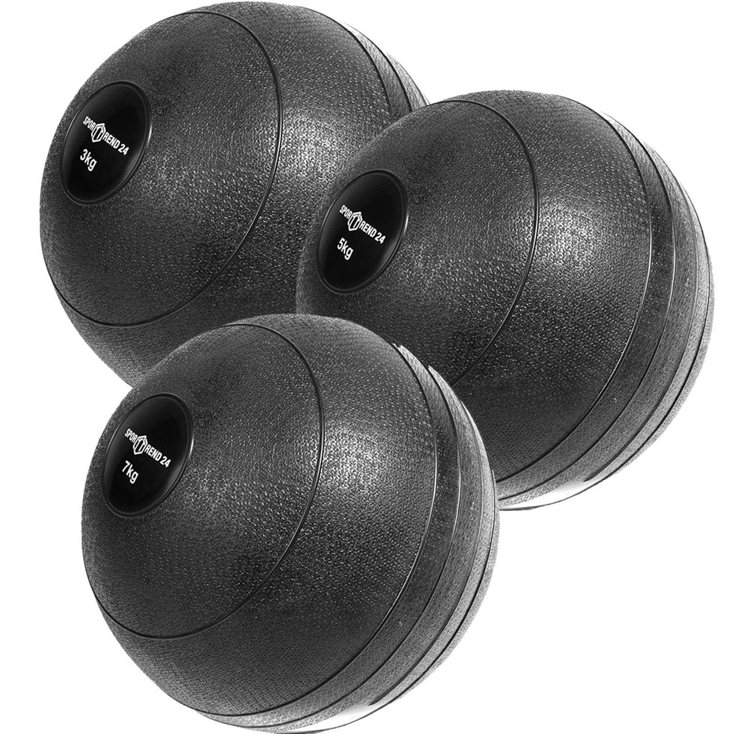 Sporttrend 24 Medizinball 3KG+5KG+7KG Slamball, Langhantelstange Hantelstange Fitnessstange Olympia Stange