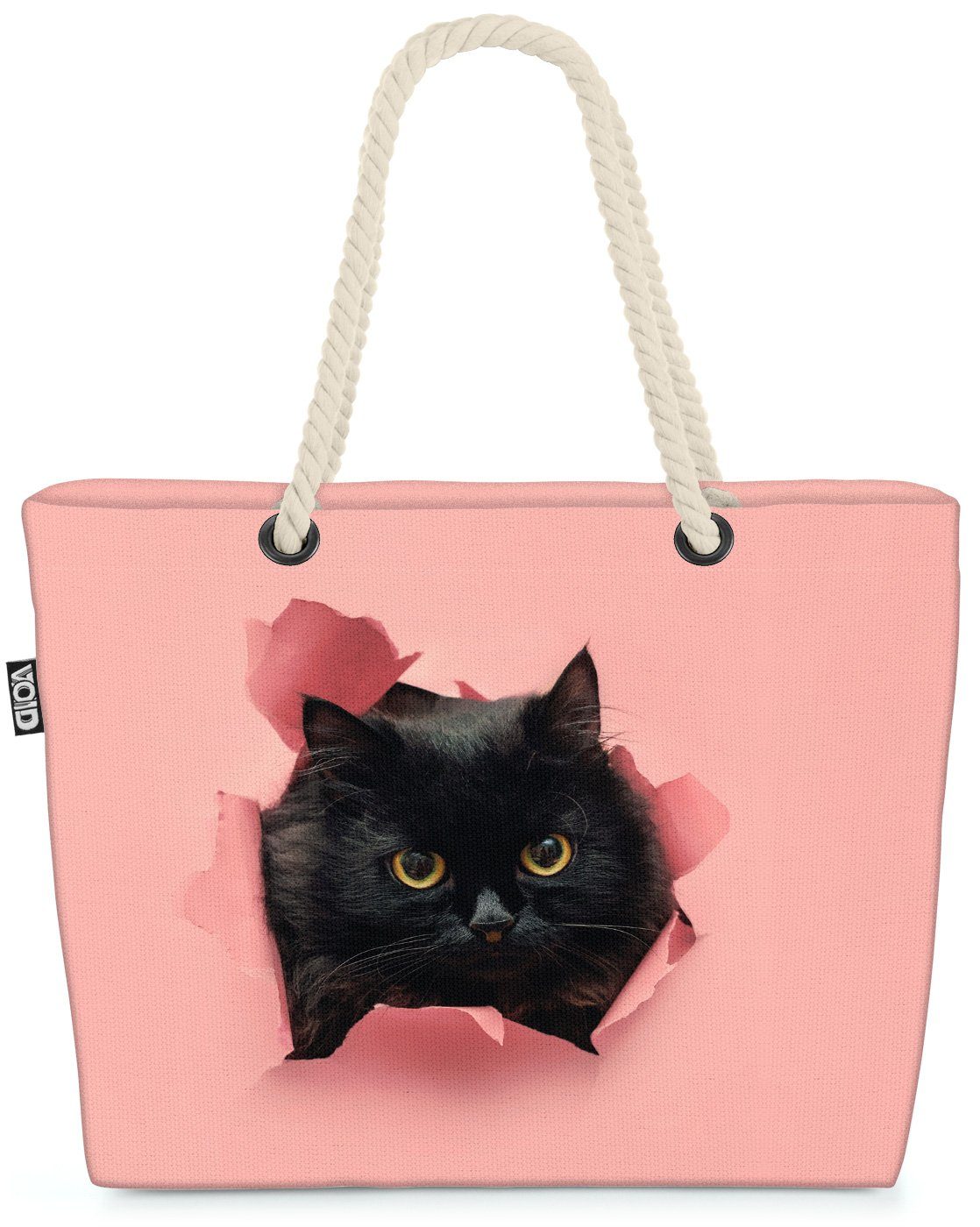 VOID Strandtasche (1-tlg), Schwarze Katze Beach Bag Katze Kätzchen Tier Haustier Kartäuser Scottish grau | Strandtaschen