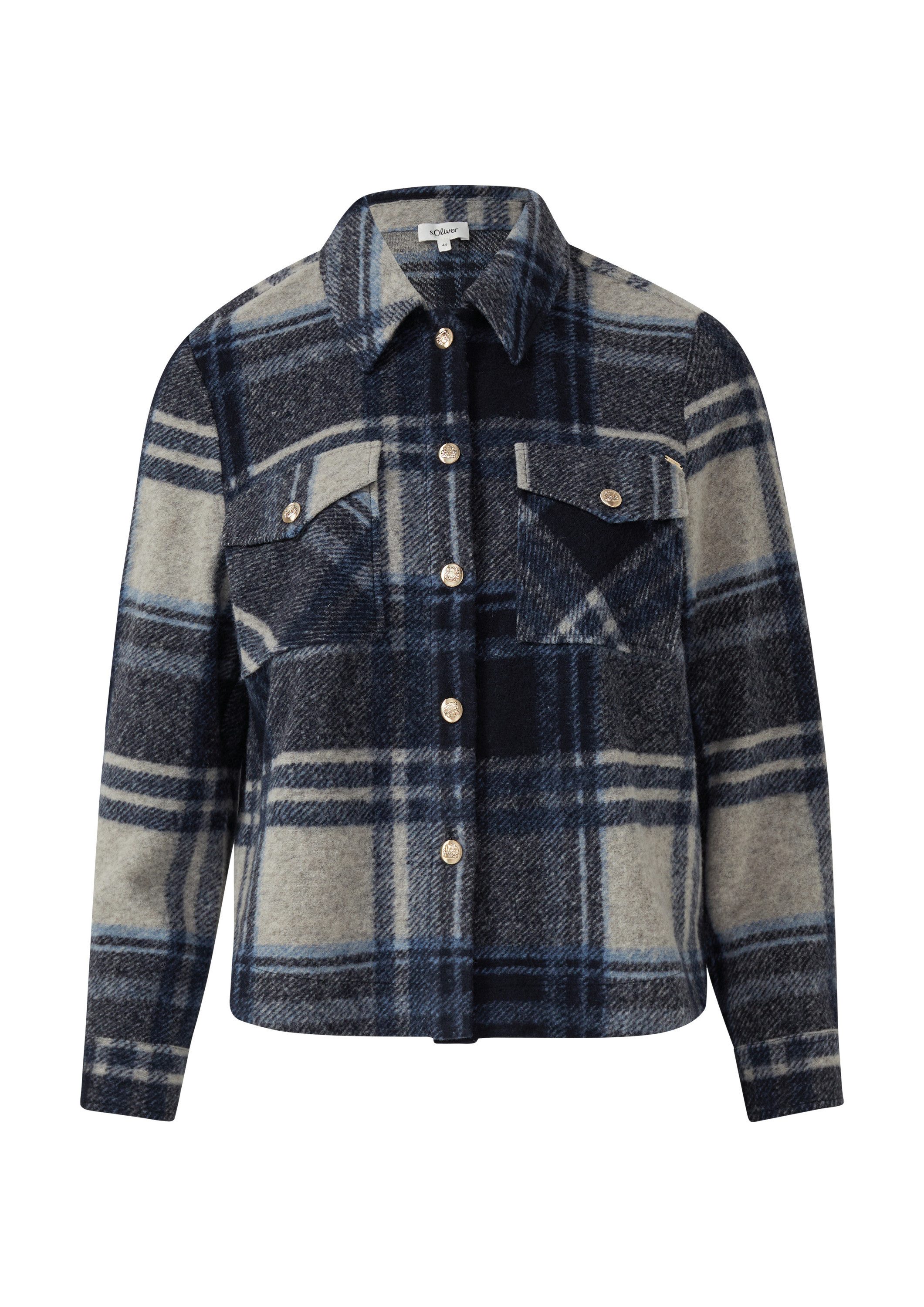 s.Oliver Hemdjacke Indoor-Jacke Leichte Wollmix-Jacke mit aufgesetzten Taschen
