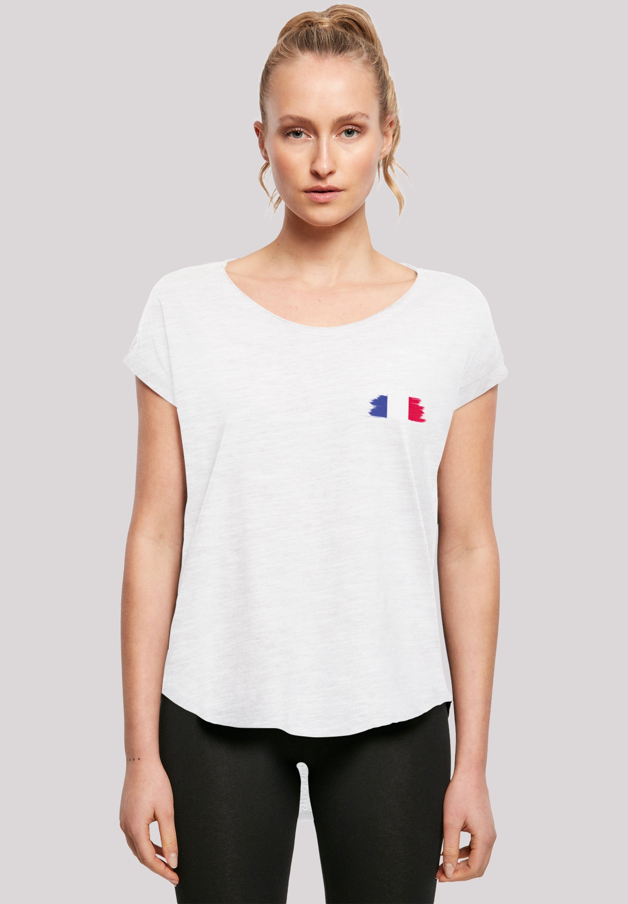 Print, France Frankreich Hinten T-Shirt Damen T-Shirt Flagge geschnittenes F4NT4STIC lang extra Fahne